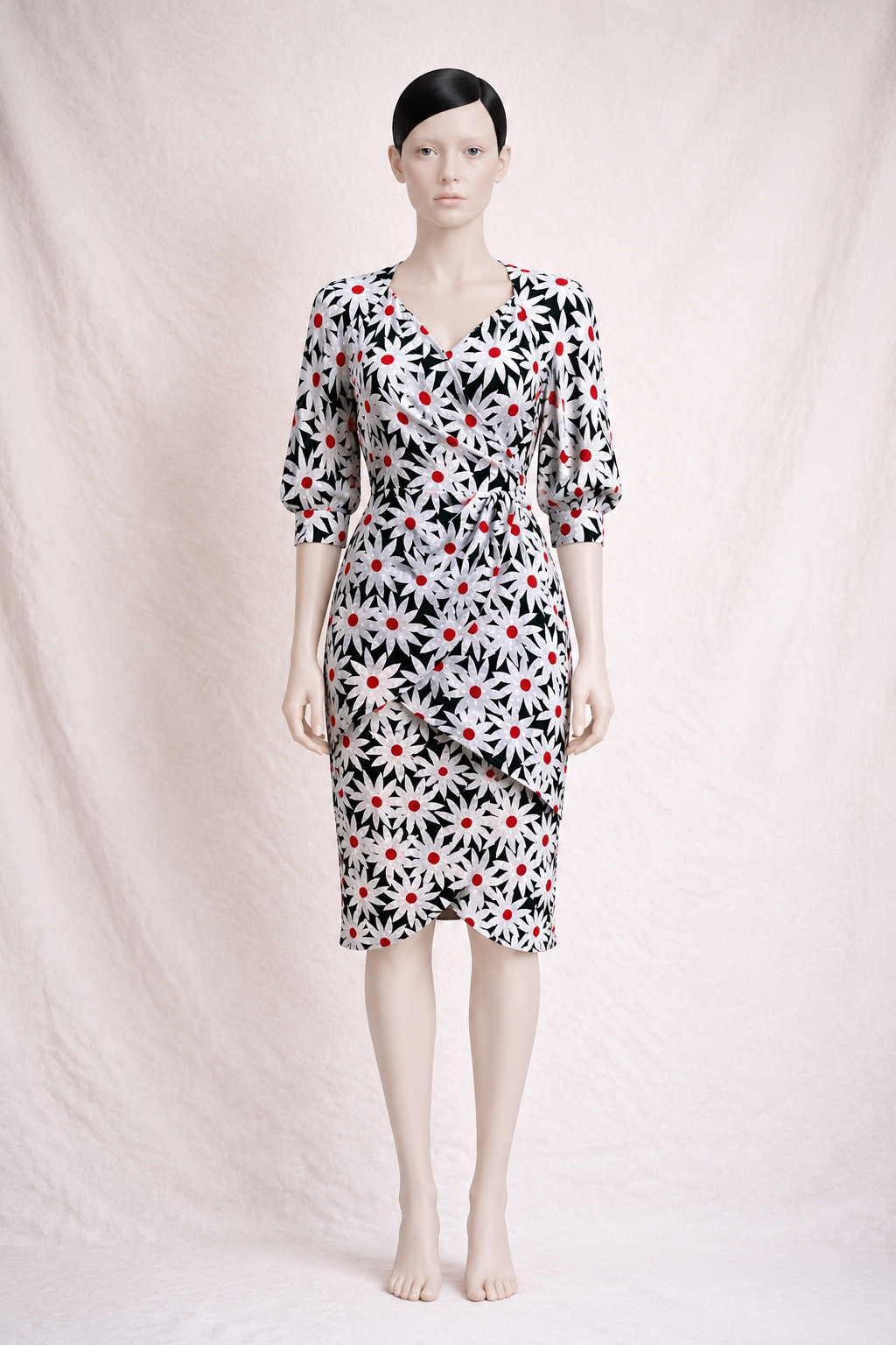 Robe d'été Guy Laroche Boutique Paris en soie imprimée marguerites vintage