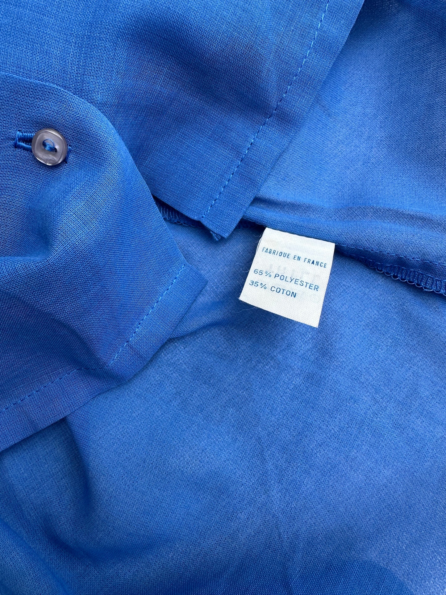 Chemisier en coton léger Pierre Cardin bleu électrique vintage authentique neuve