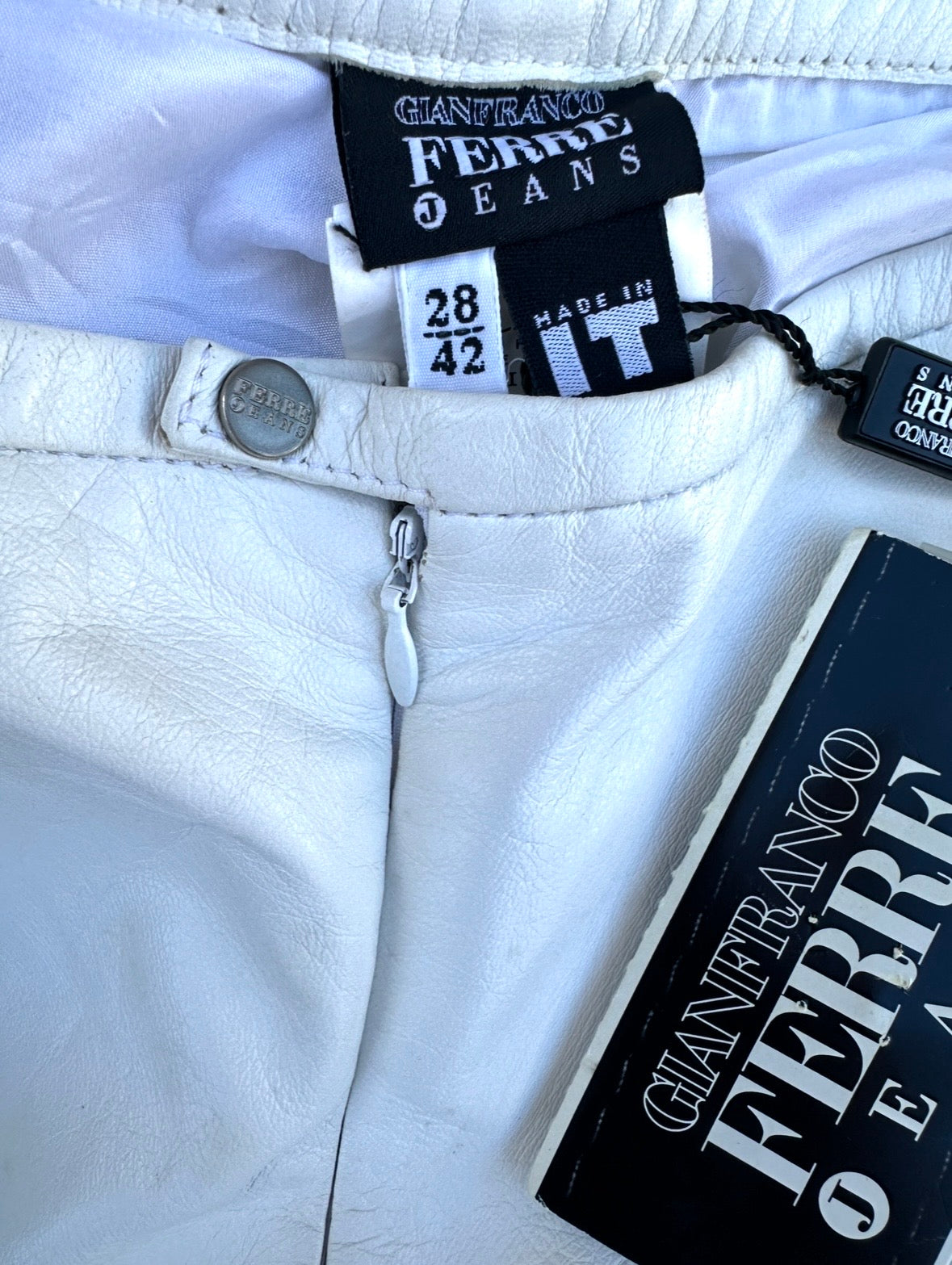 Authentic Gianfranco Ferré vintage white leather trousers