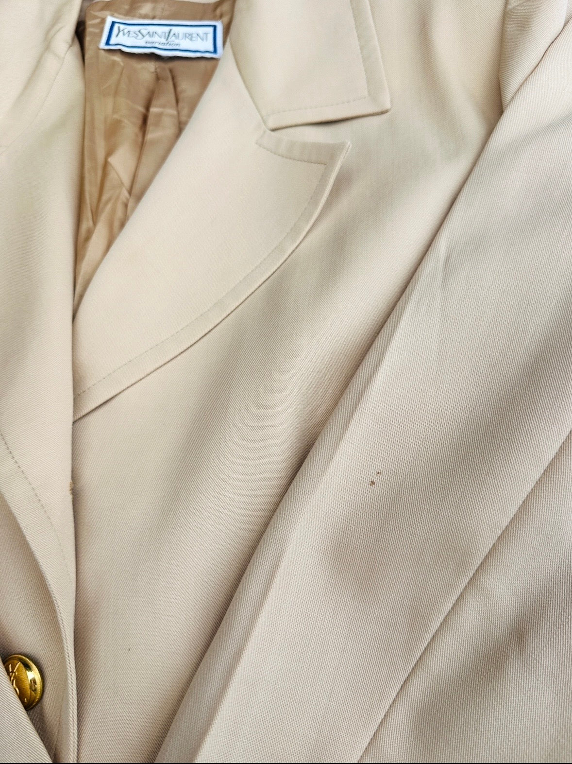 Authentique blazer en laine beige Yves Saint Laurent vintage