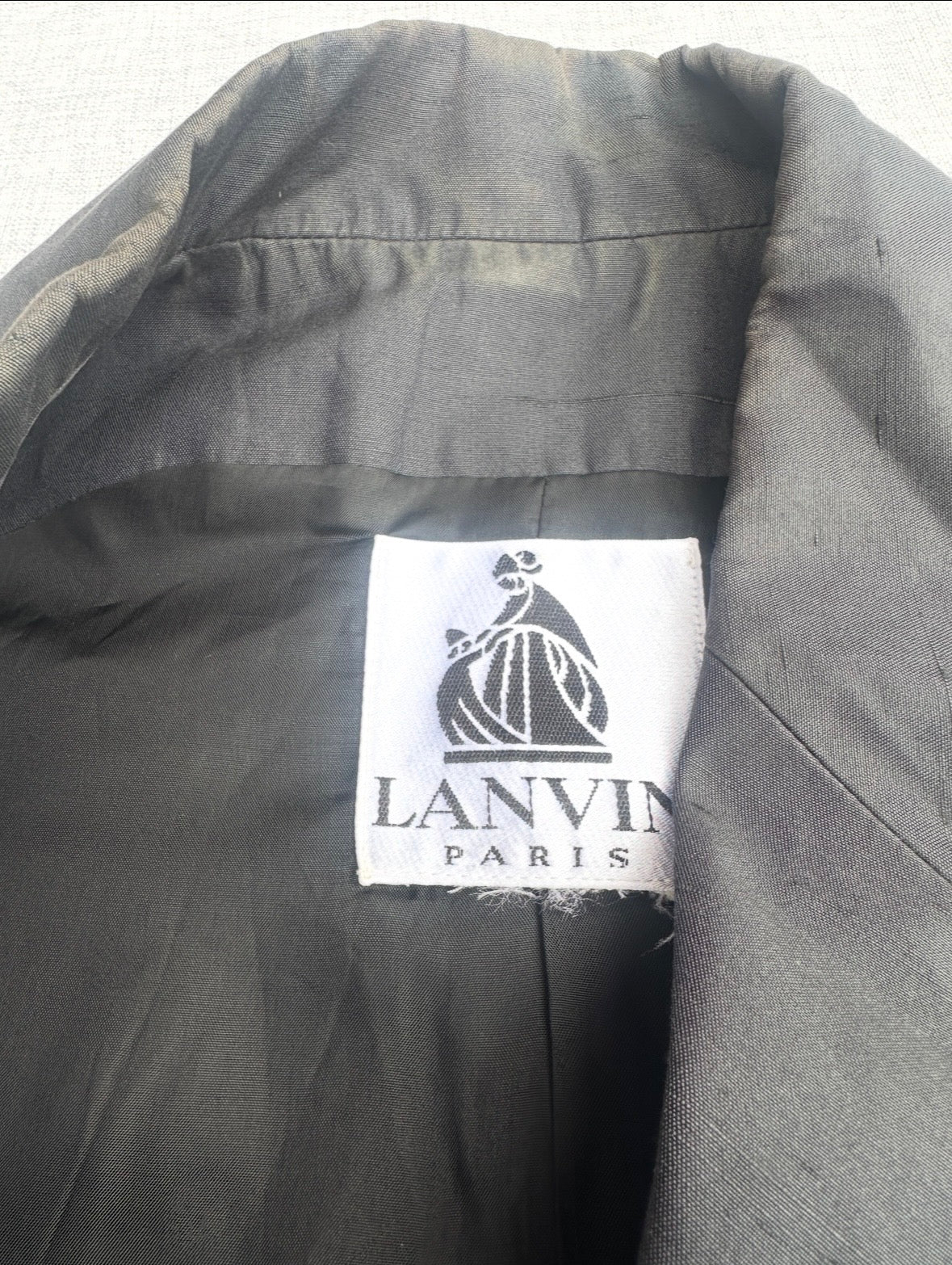 Gilet sans manches Lanvin Paris authentique en soie noire vintage