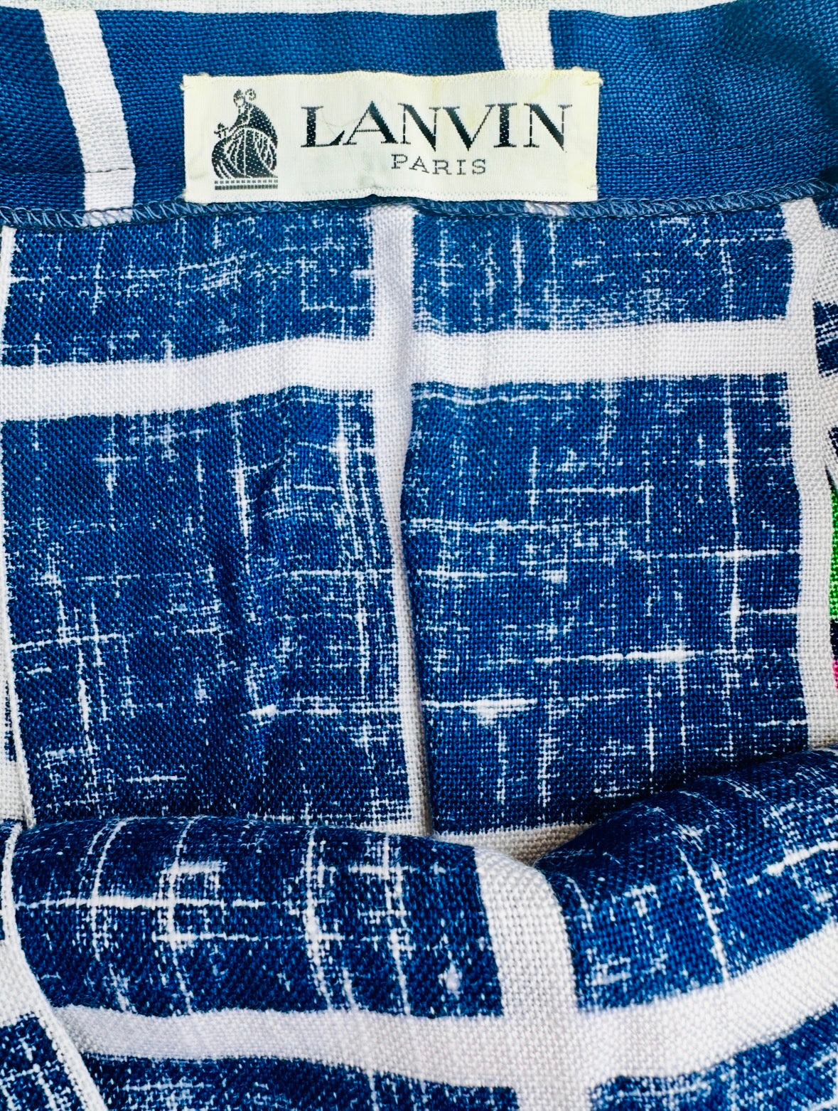 Jupe plissée authentique Lanvin Paris en toile de coton imprimée vintage