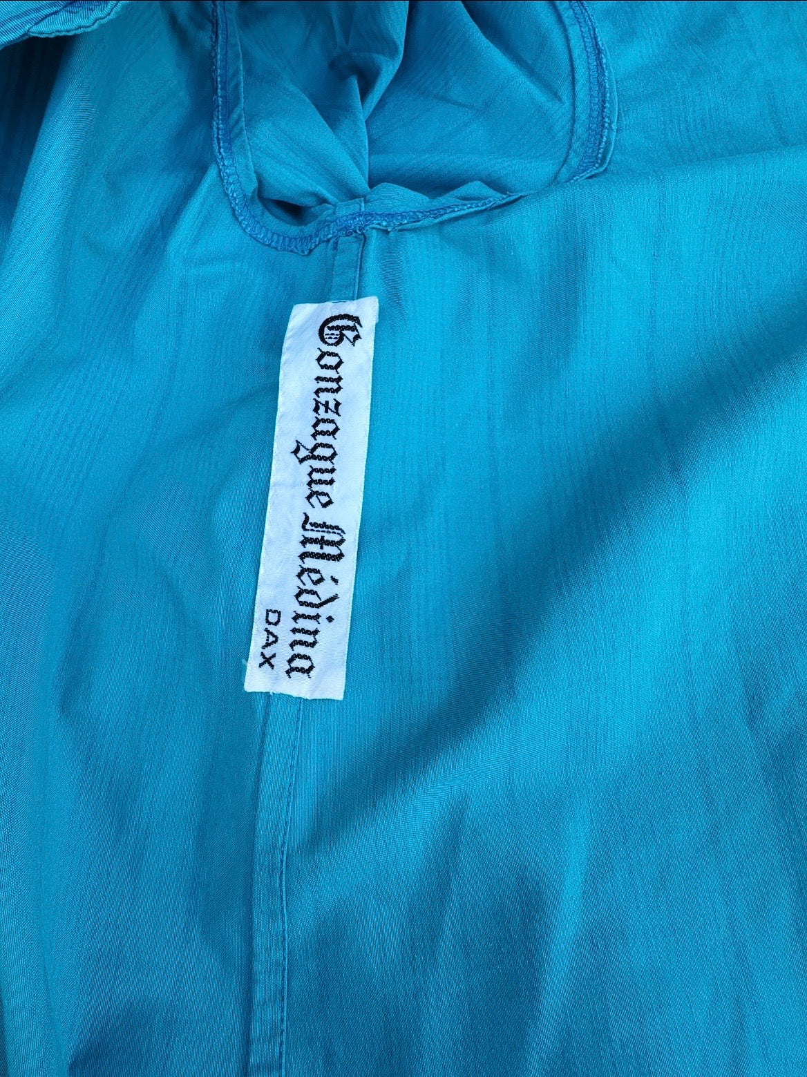 Veste légère vintage authentique Lanvin Paris en coton jacquard turquoise