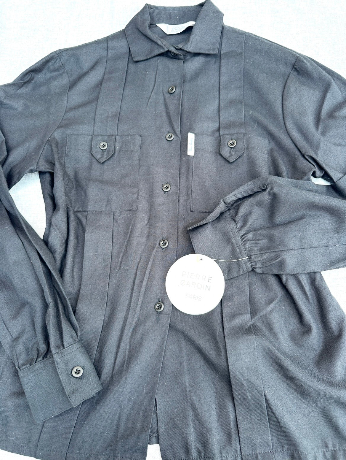 Black Cotton Shirt Pierre Cardin Paris New Vintage