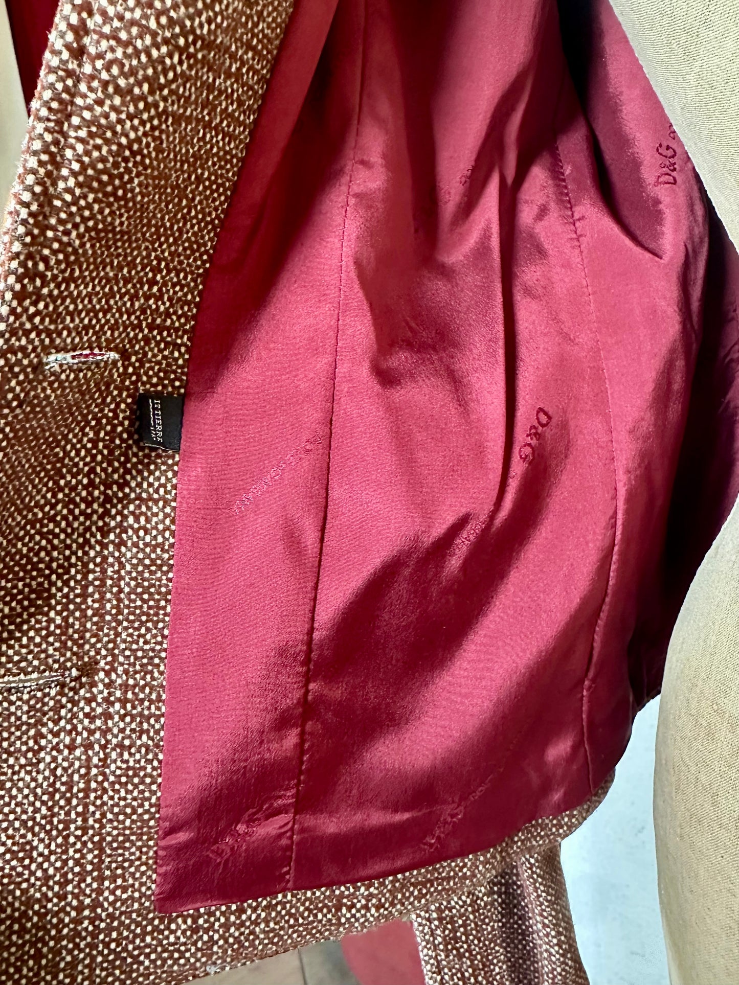 Blazer en laine marron tweed Dolce & Gabbana authentique