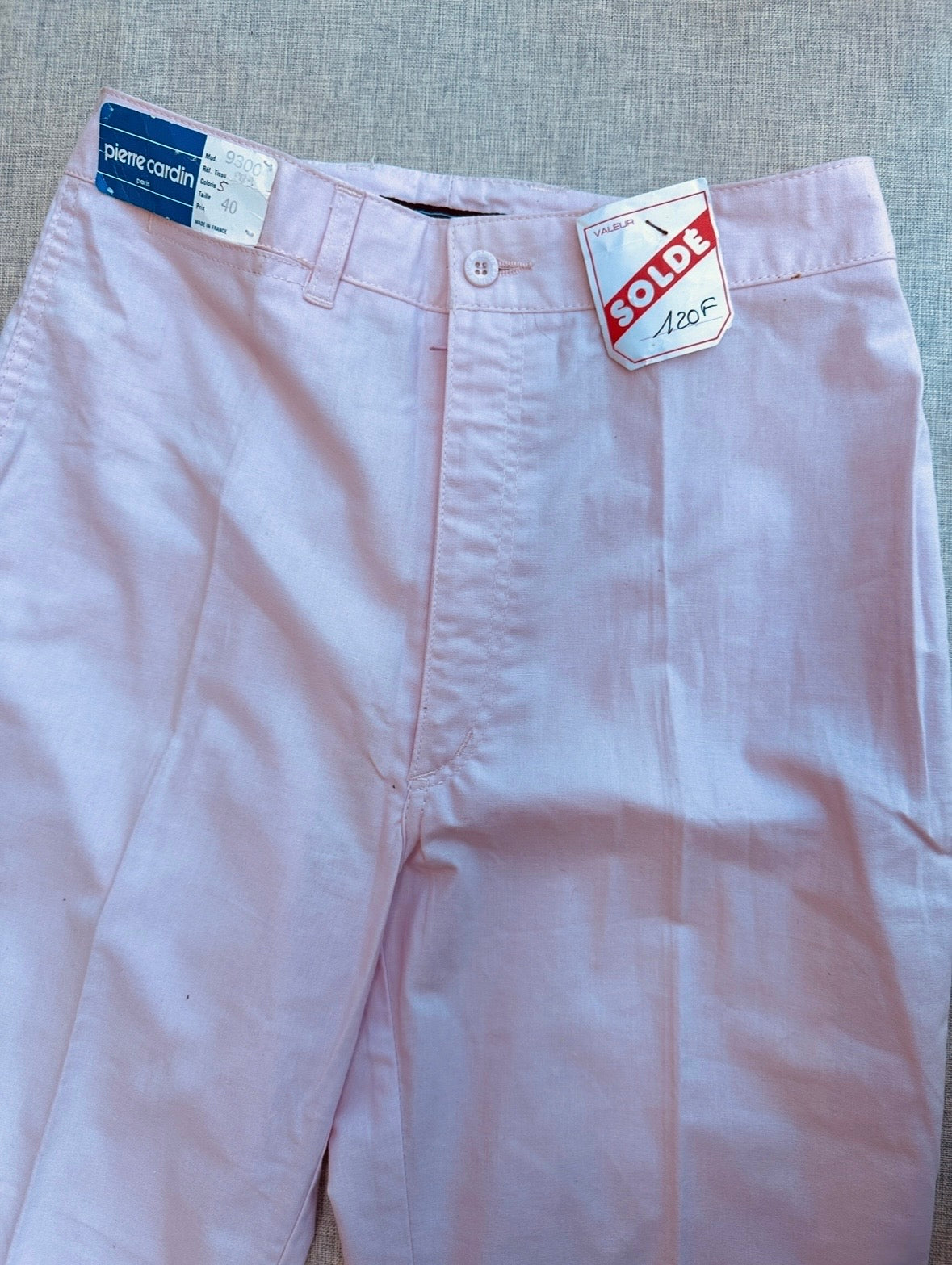 Pantalon en coton rose poudré Pierre Cardin – Neuf avec étiquette - Vintage