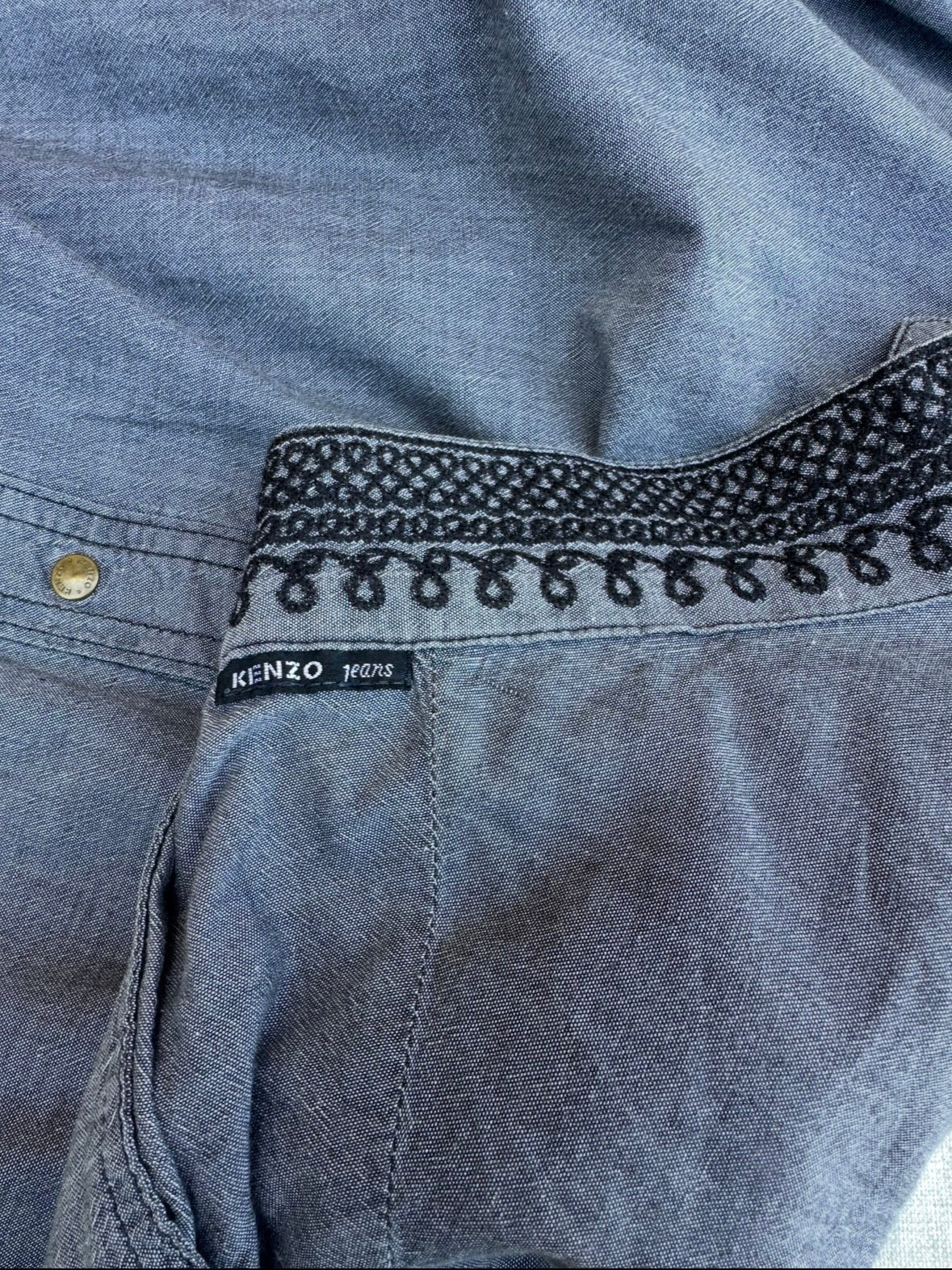 Jupe en Jean Vintage Authentique Kenzo en Denim Gris Clair
