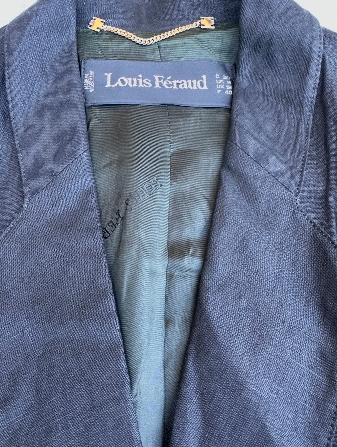 Authentic Vintage Black Linen Blazer Louis Féraud