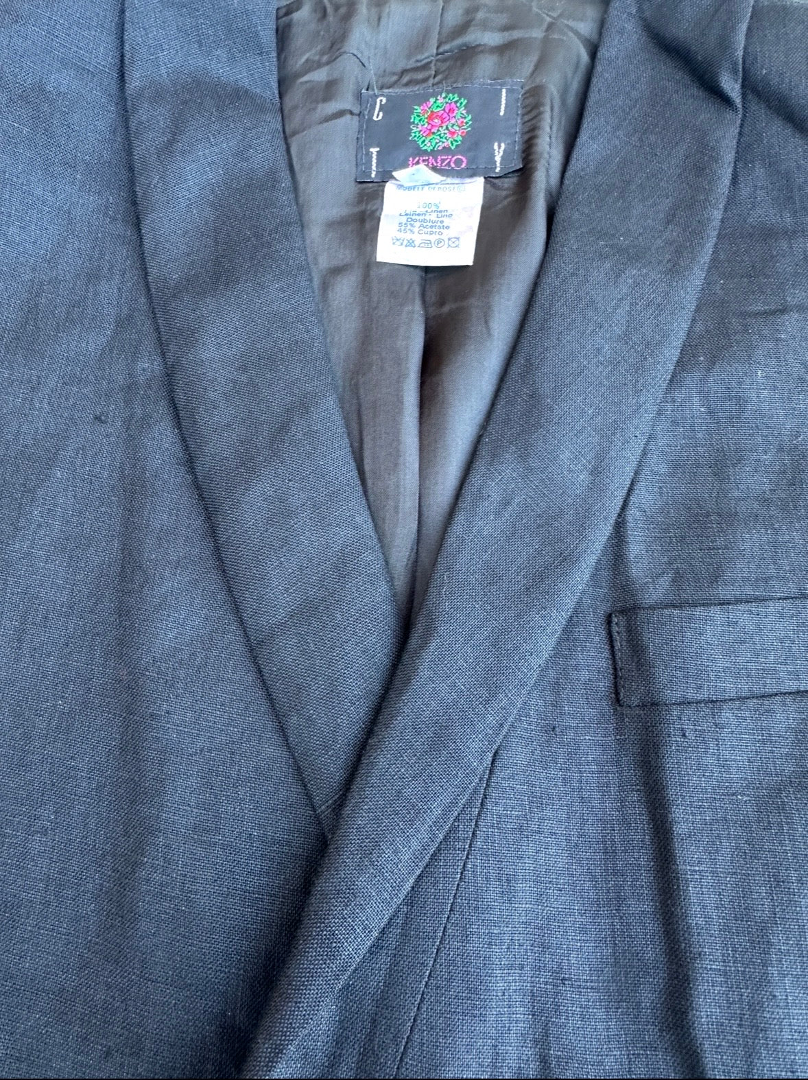 Blazer en lin noir Kenzo City Paris Vintage