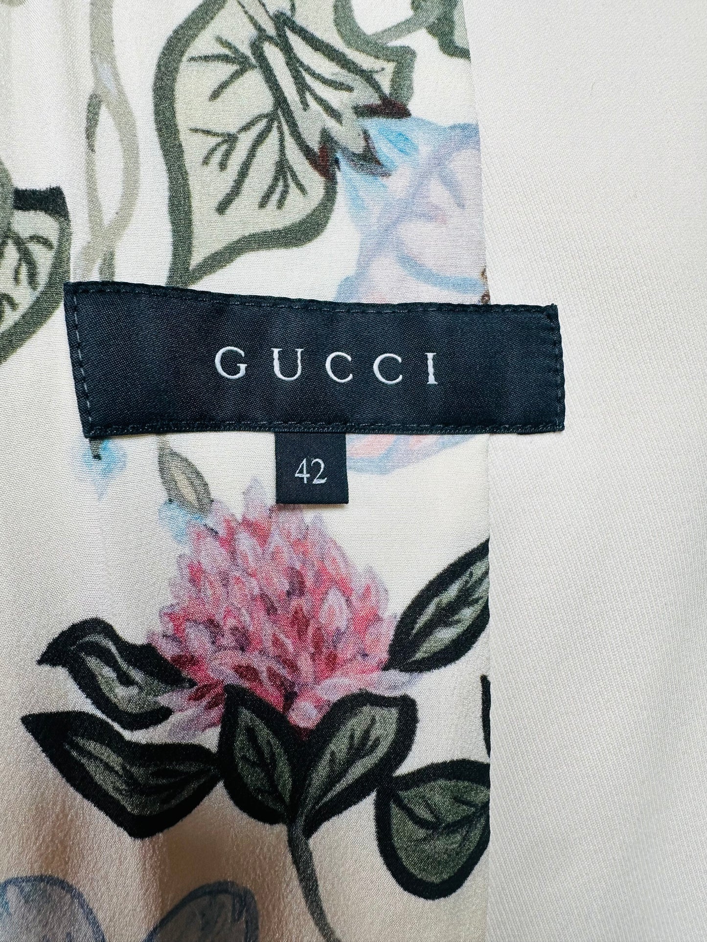 Blazer authentique Gucci en coton écru avec doublure florale en soie
