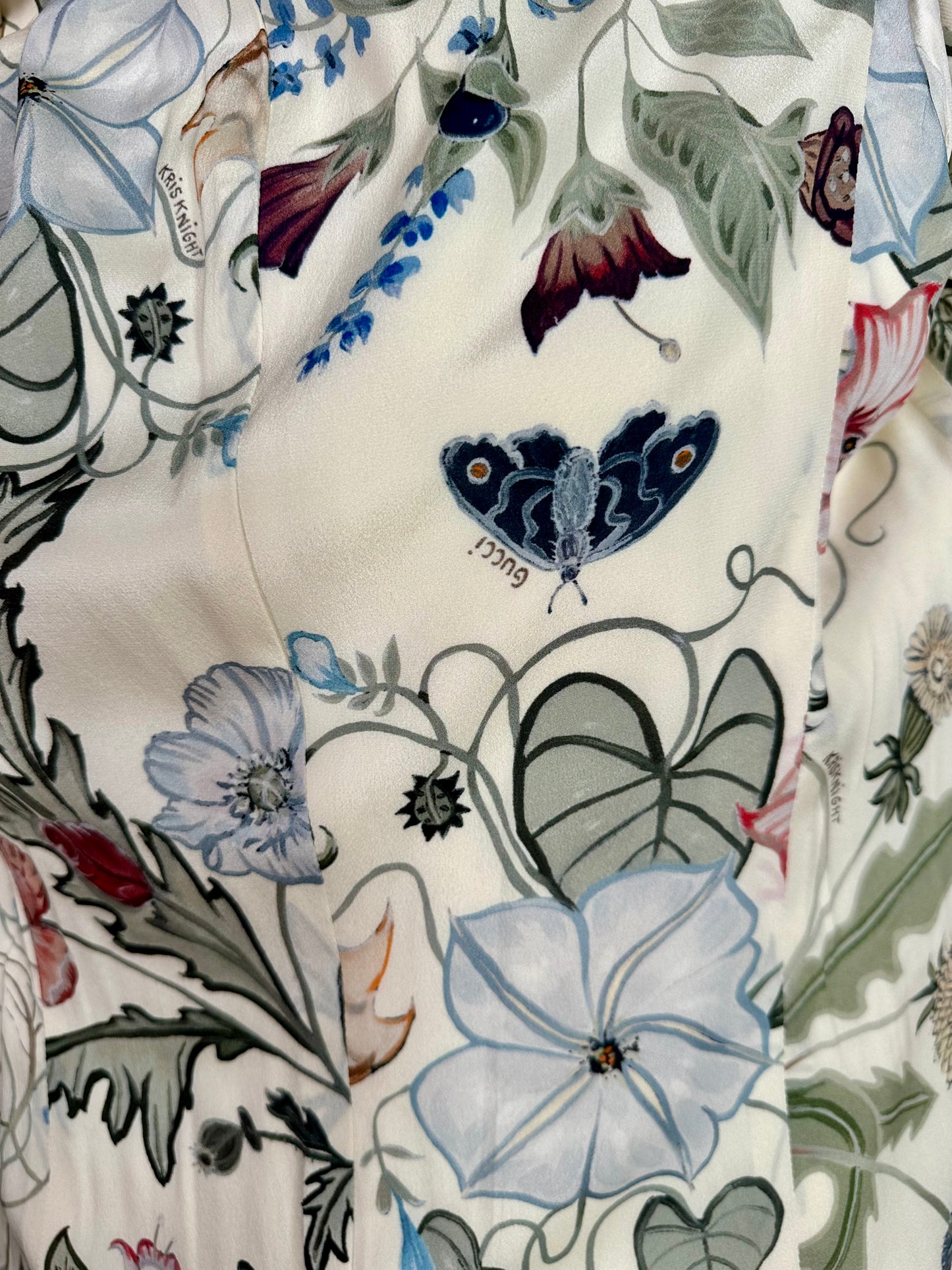 Blazer authentique Gucci en coton écru avec doublure florale en soie
