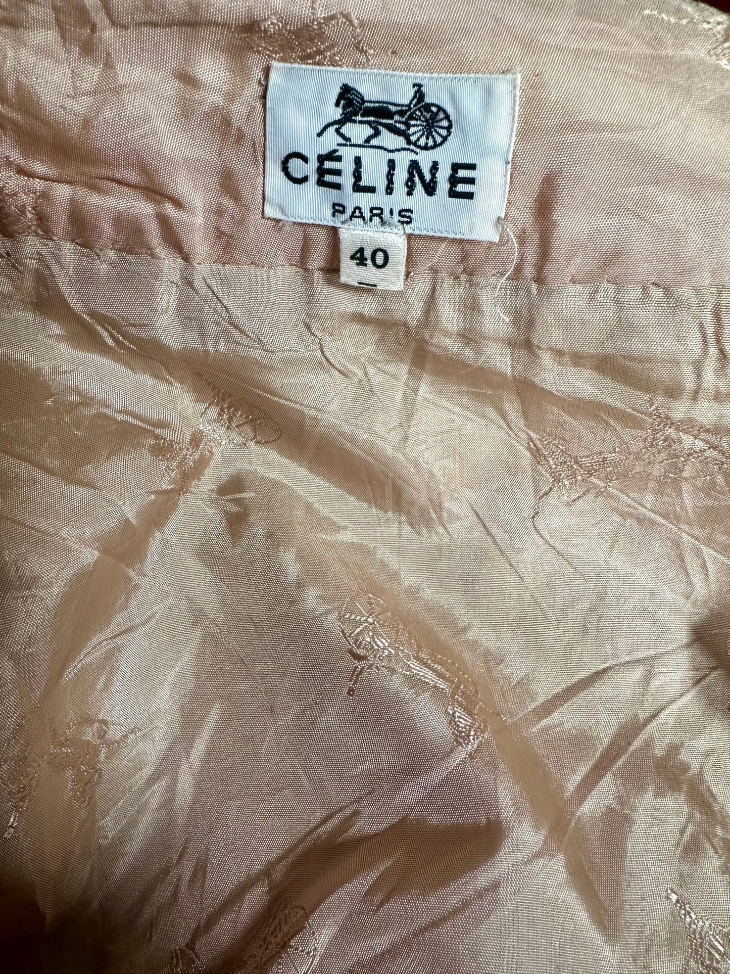 Jupe plissée authentique Céline Paris en laine vert amande avec ceinture chaîne vintage