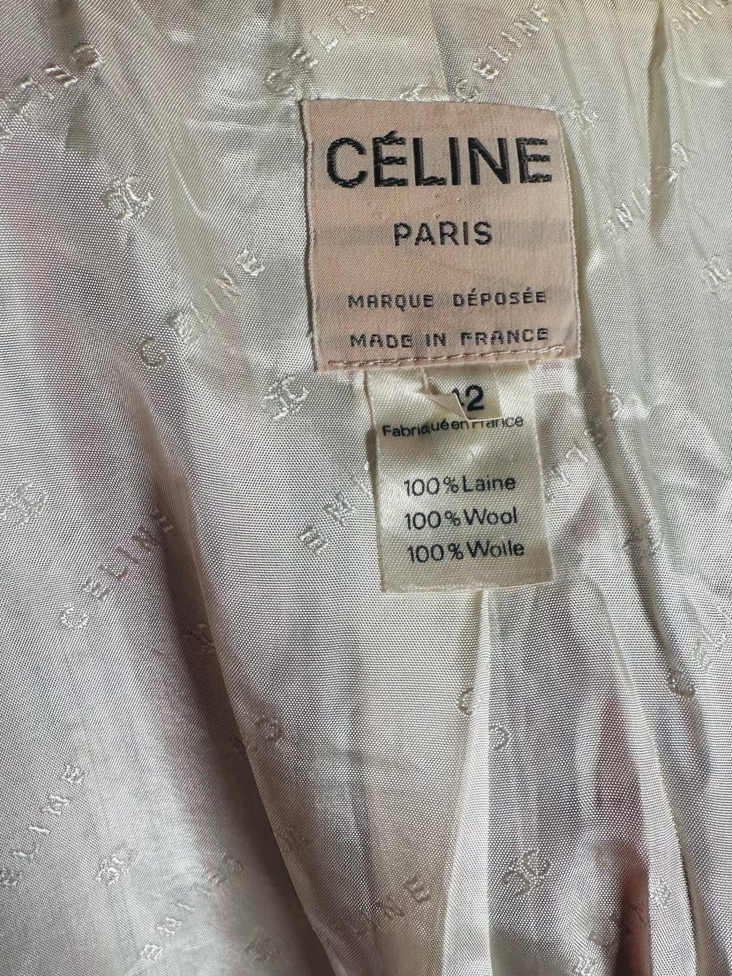 Blazer authentique Céline Paris en laine beige à rayures vintage