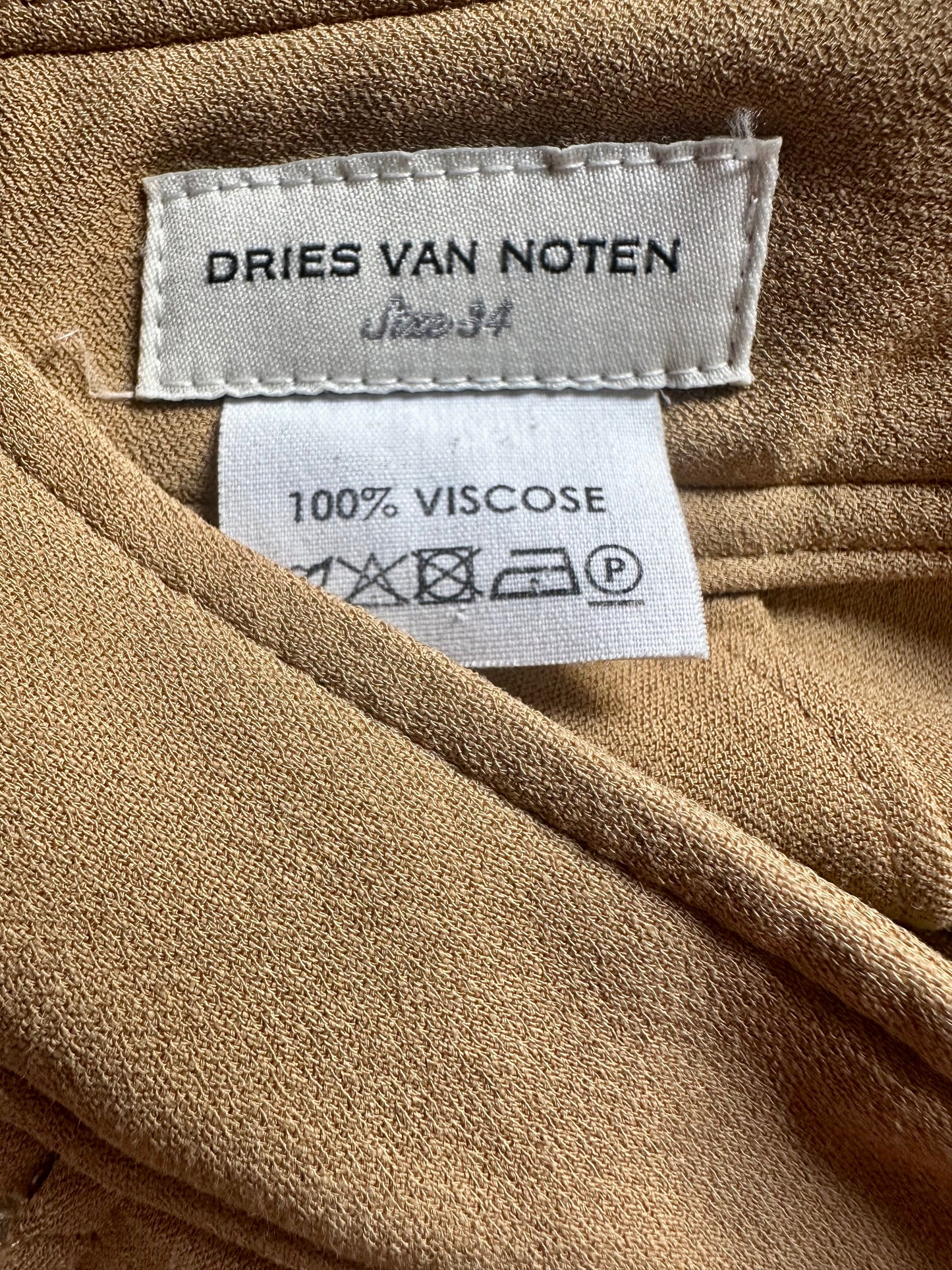 Pantalon large authentique Dries Van Noten en viscose beige