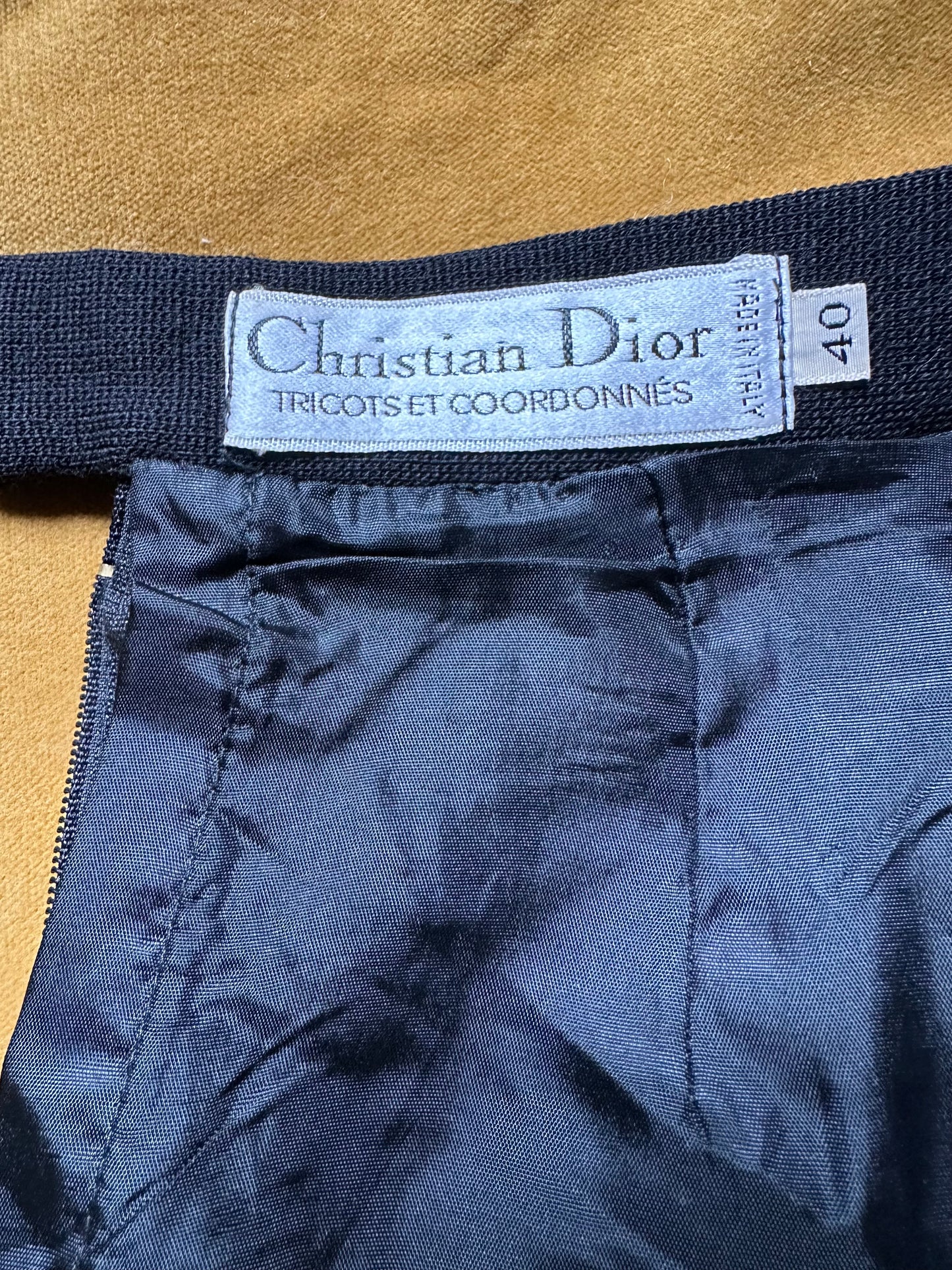 Jupe droite authentique Christian Dior en maille de laine
