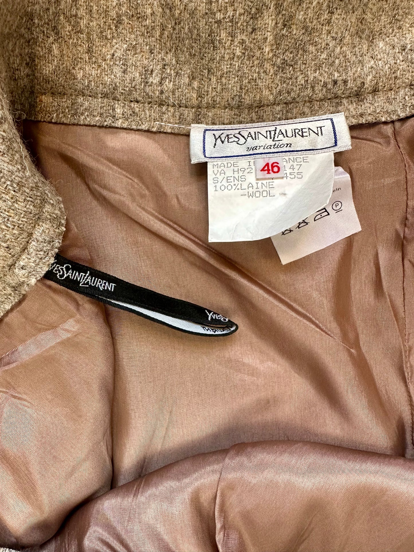 Jupe en laine authentique Yves Saint Laurent beige chiné