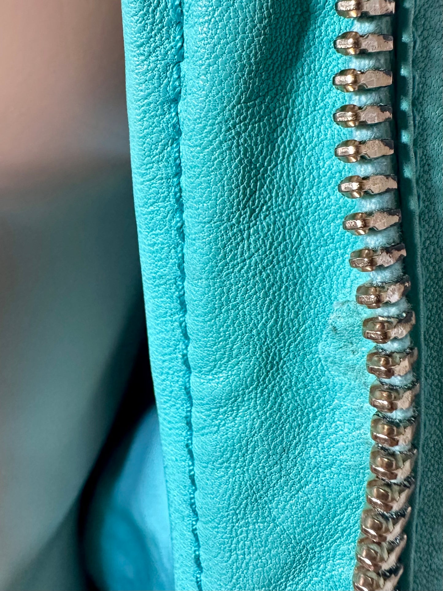 Perfecto veste biker authentique Gucci en cuir  turquoise