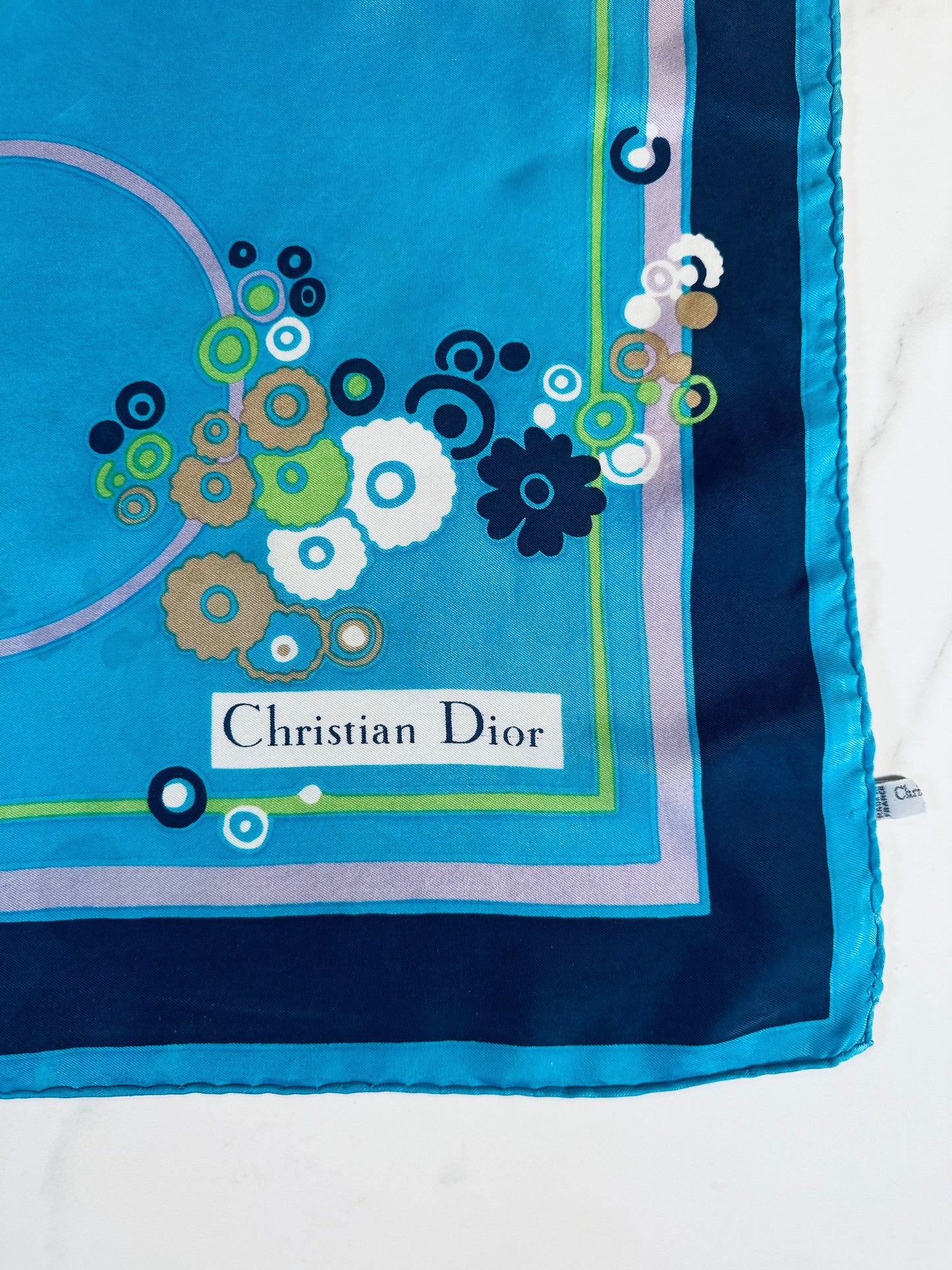 Grand carré en soie Christian Dior vintage authentique