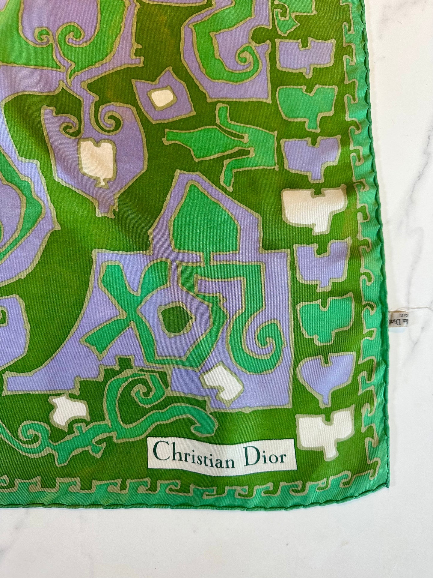 Grand carré en soie CHRISTIAN DIOR vintage authentique