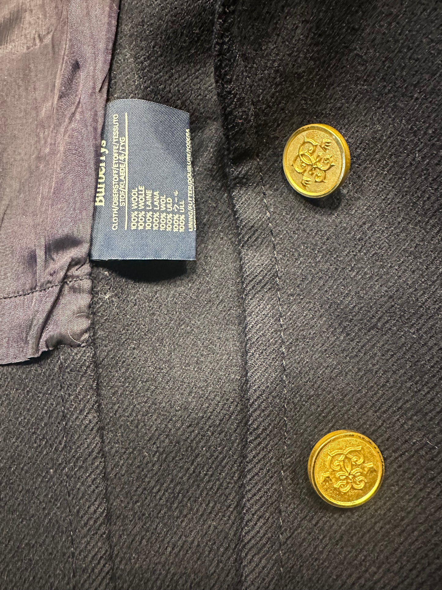 Blazer Burberry authentique en laine épaisse bleu marine