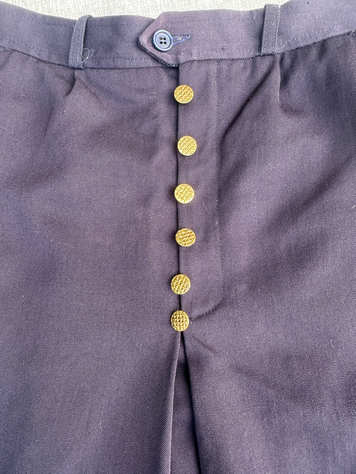 Jupe Évasée Authentique Vintage Yves Saint Laurent en Laine Bleu Marine