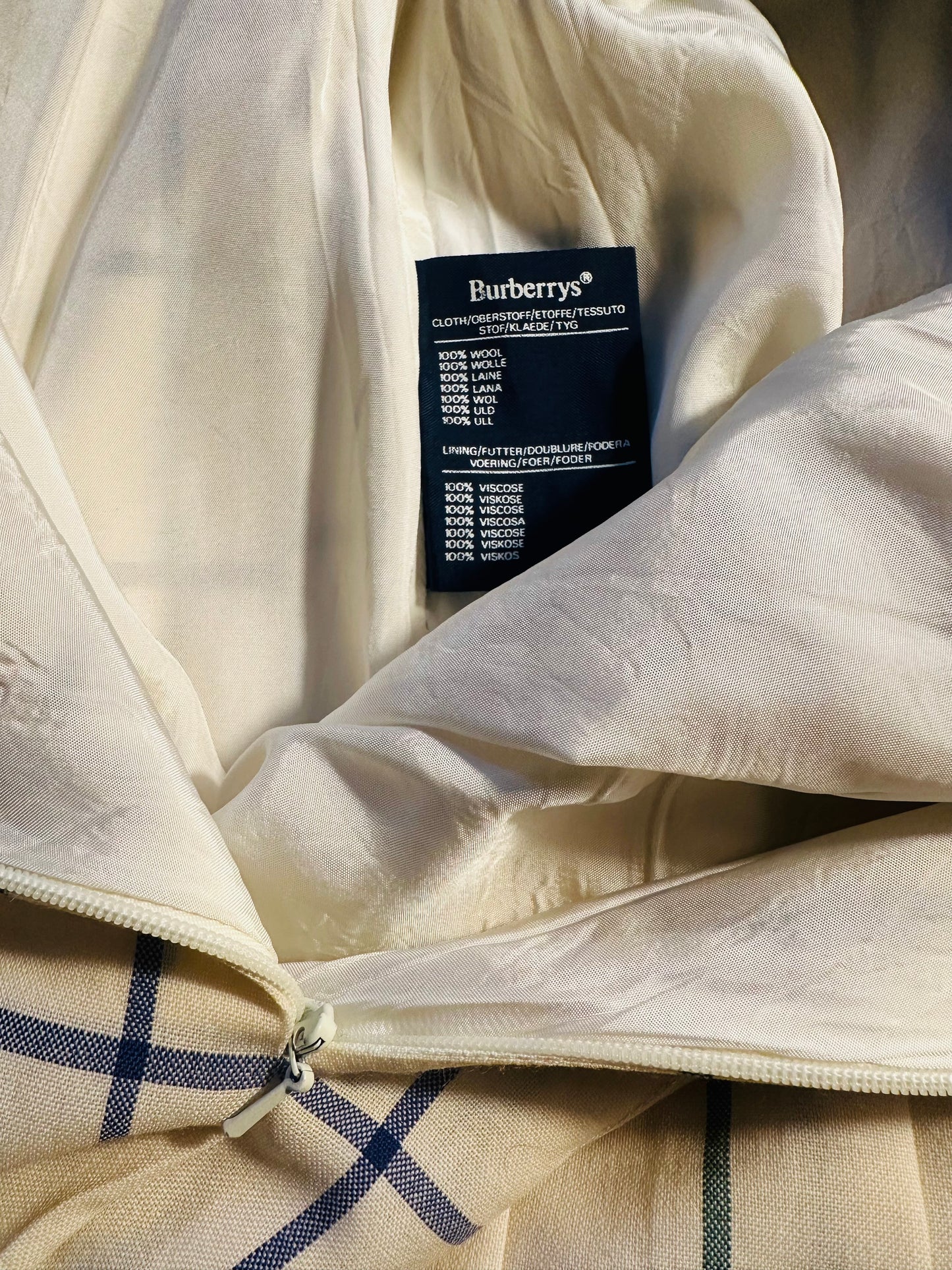 Jupe plissée Burberry vintage à carreaux en laine authentique