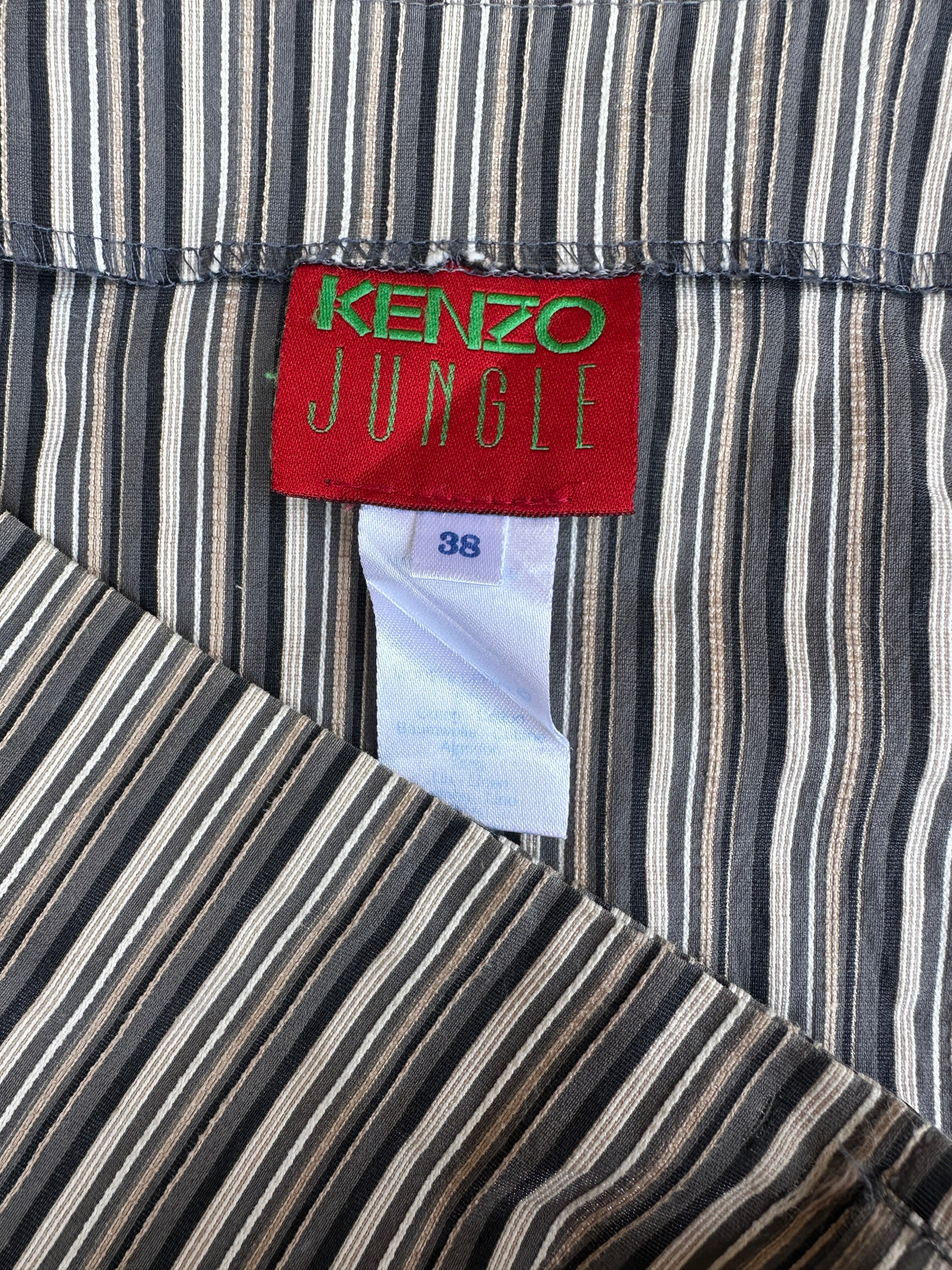 Jupe portefeuille longue Kenzo vintage authentique en coton rayé gris