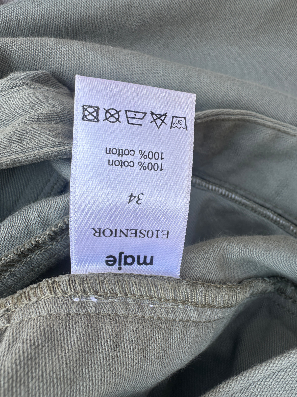 Authentic Y2K Olive Green Cotton Cargo Trousers by Maje