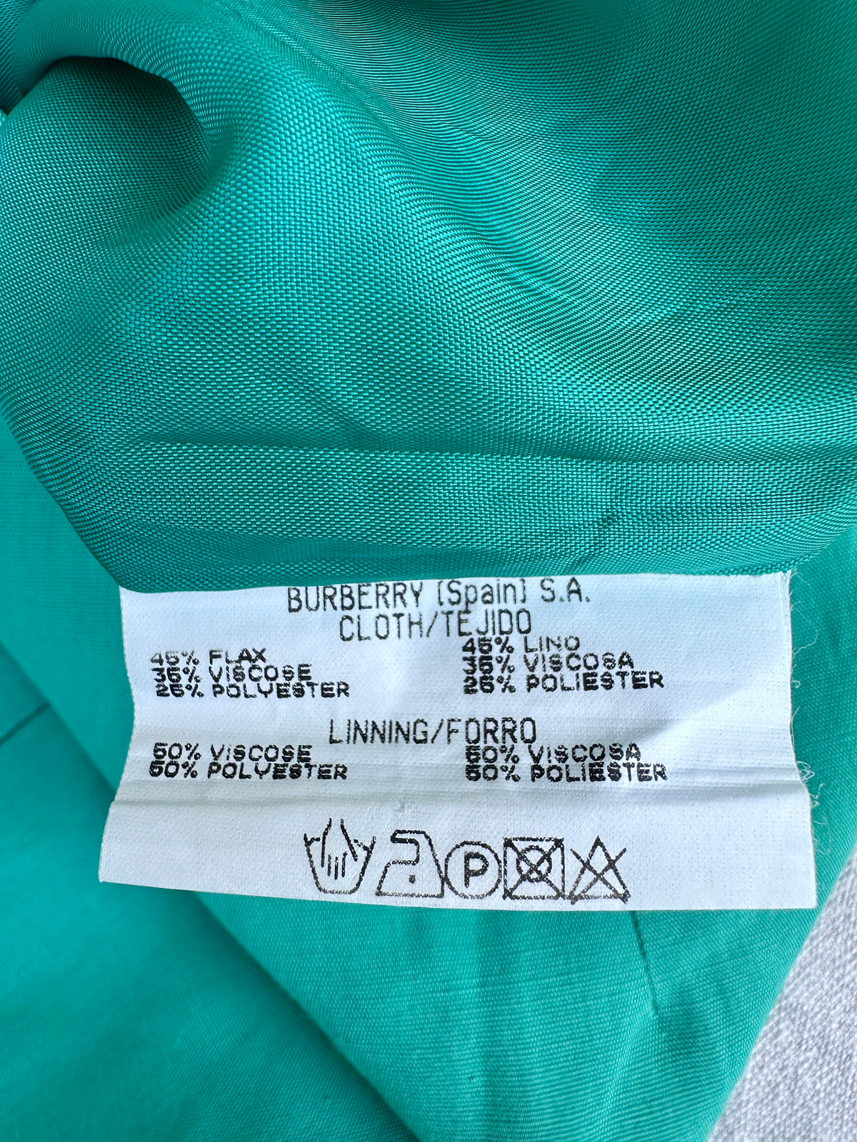 Jupe Longue Verte Burberry Authentique en Coton Lin