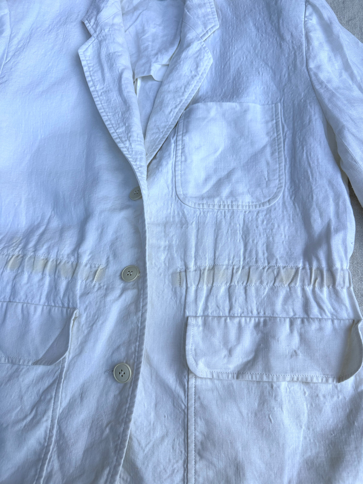Authentic Kenzo White Linen Safari Jacket Vintage