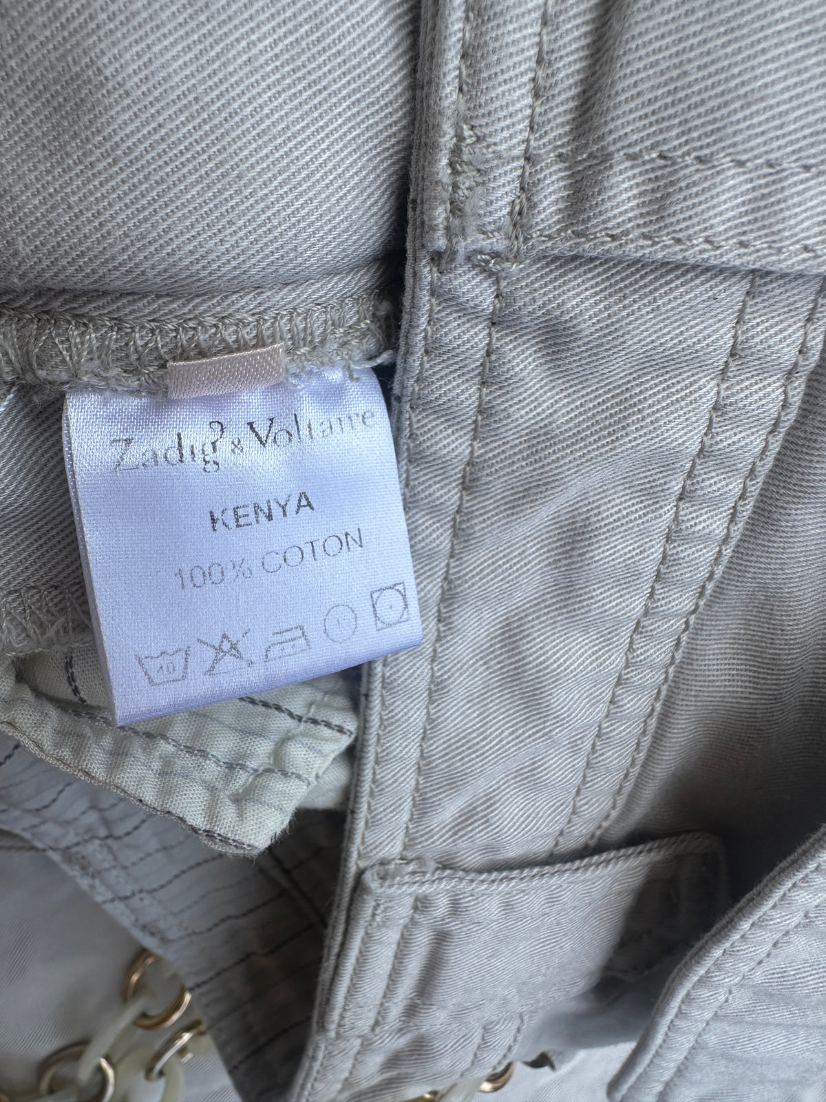 Pantalon Cargo en Coton Beige Vintage Authentique Zadig & Voltaire