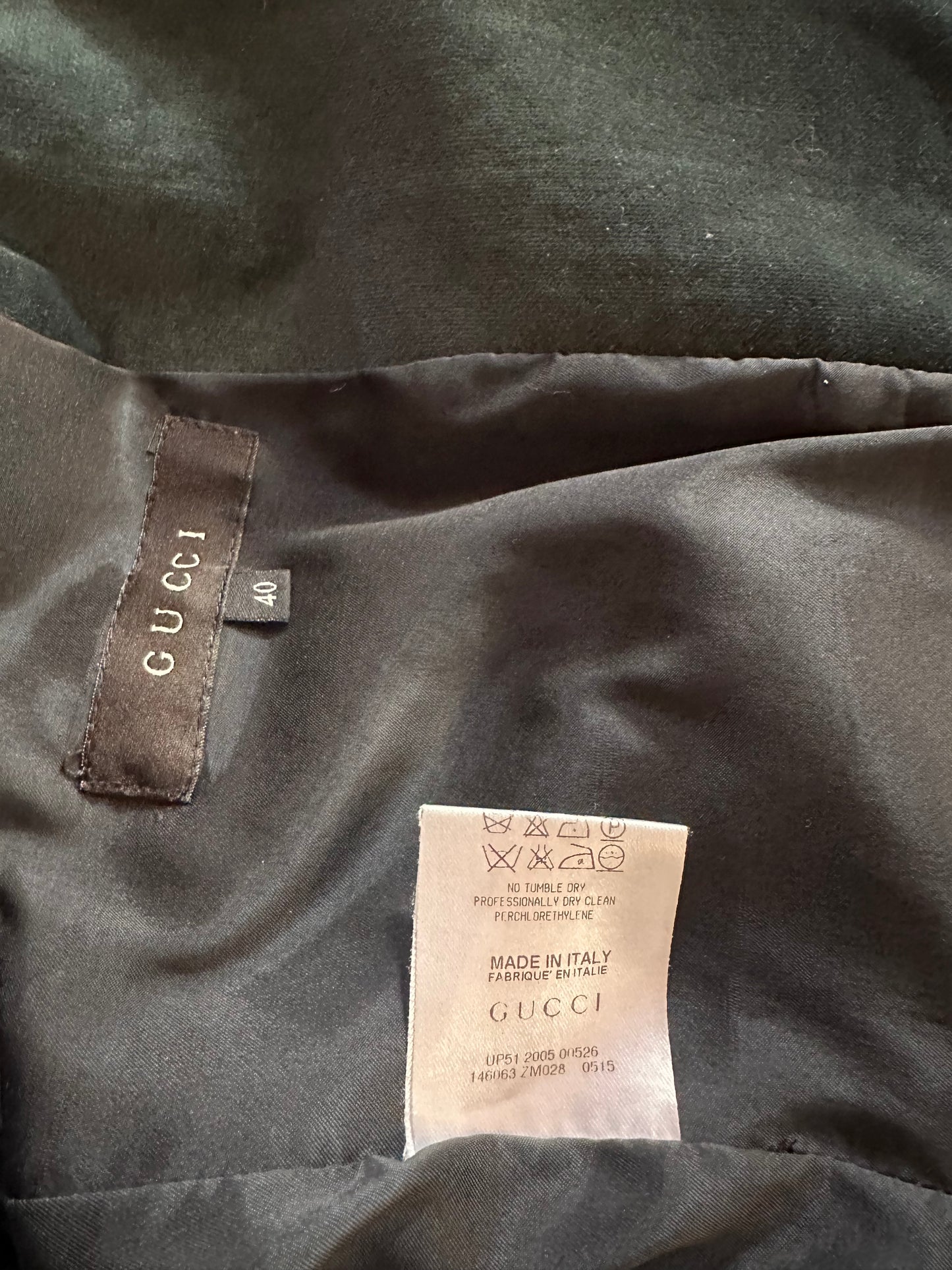 Blazer Gucci en velours vert foncé authentique