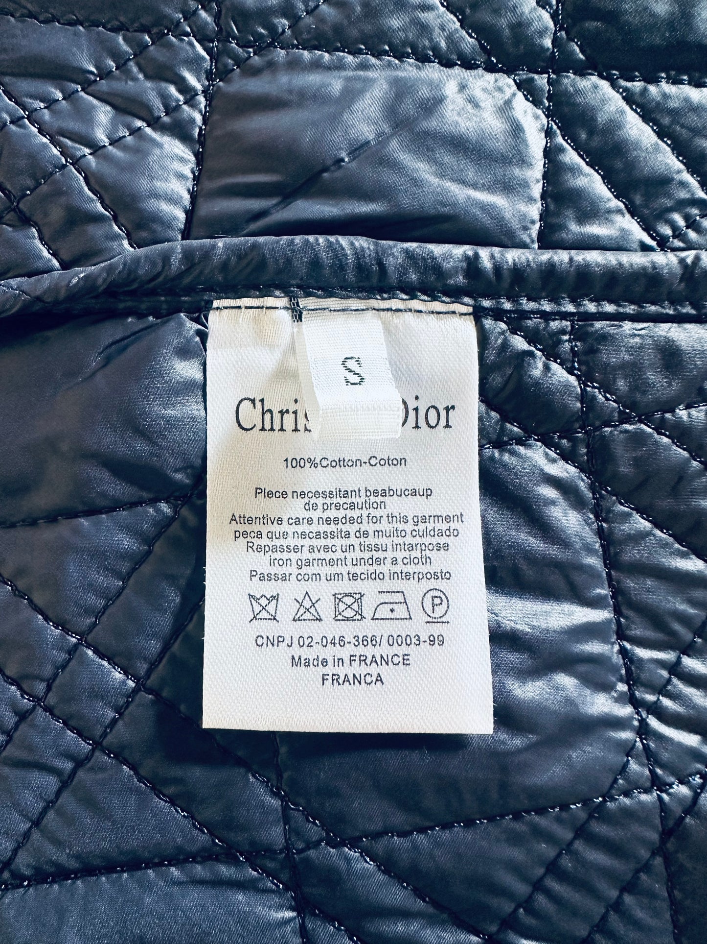 Christian Dior Peplum Top matelassé bleu marine CD authentique