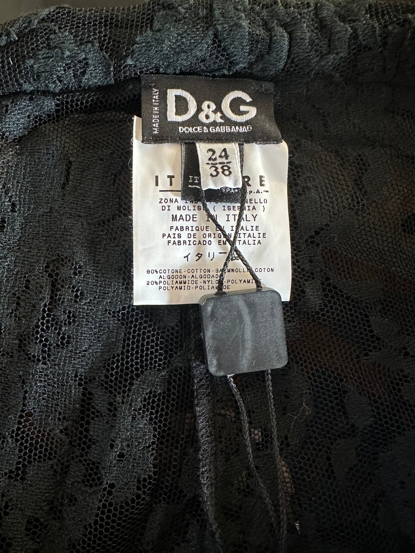 Legging Dolce & Gabbana authentique en dentelle noire florale neuf
