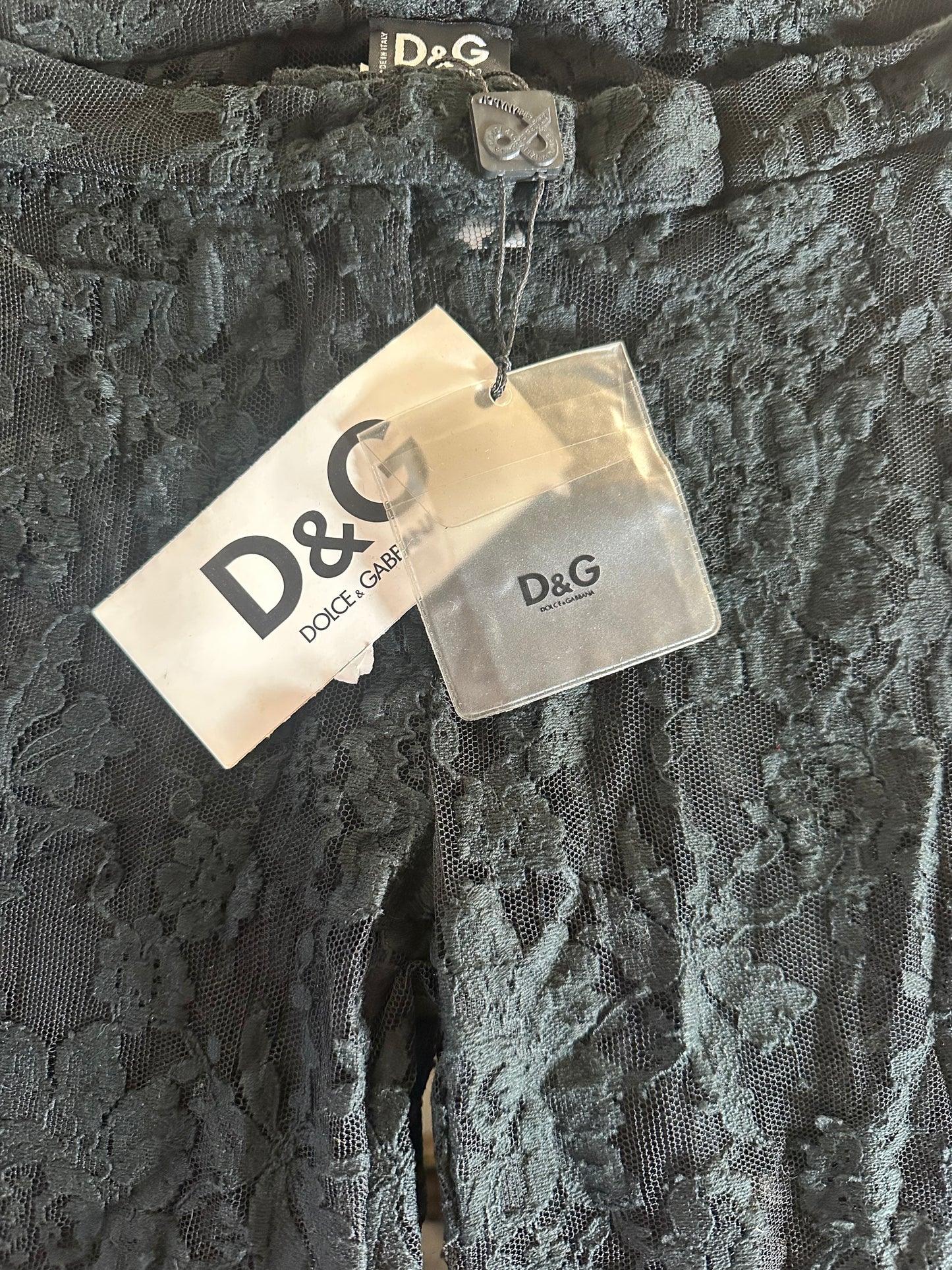 Legging Dolce & Gabbana authentique en dentelle noire florale neuf