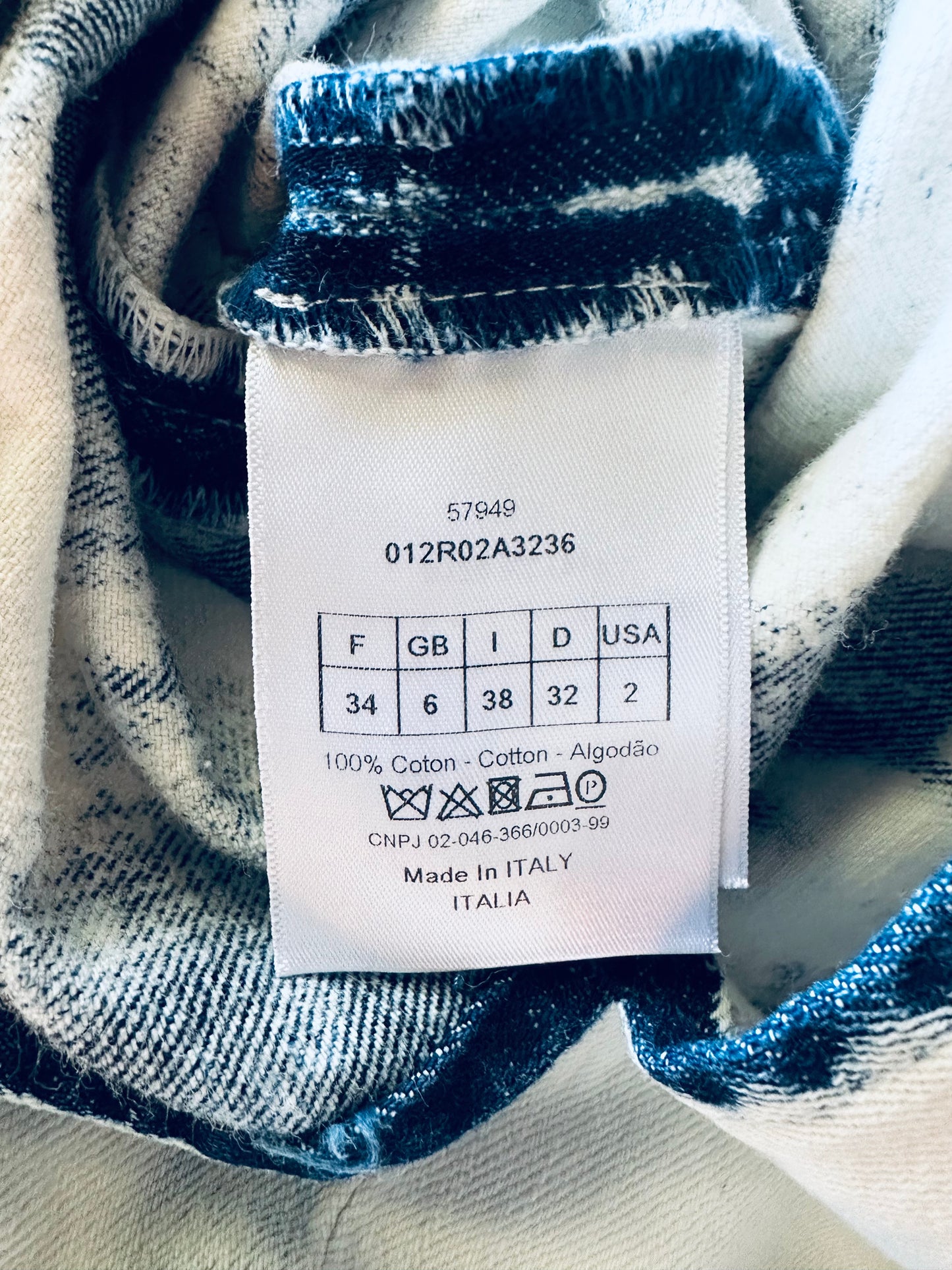 Robe Christian Dior en denim tie-dye bleu ceinturée  authentique