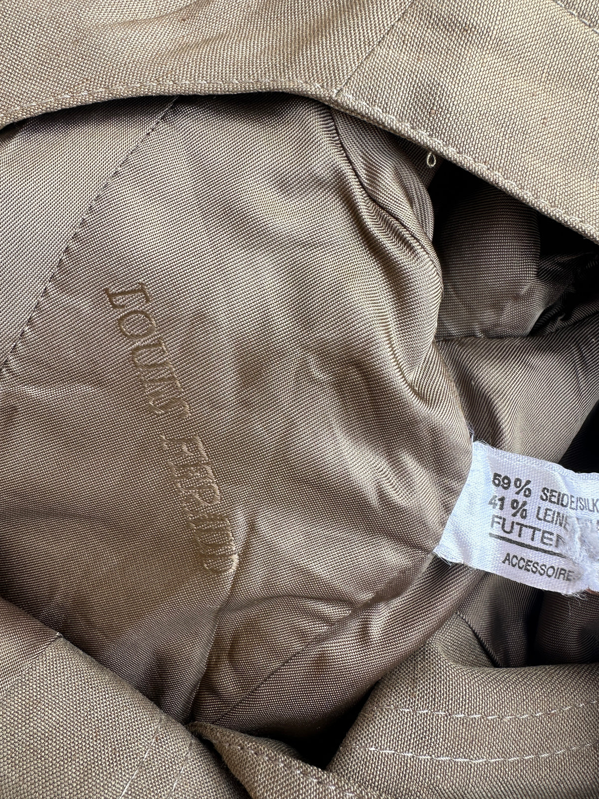Blazer Authentique Vintage en Soie et Lin Khaki Louis Féraud