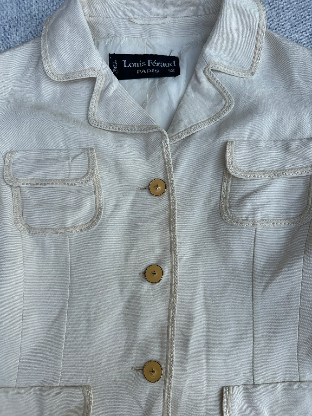 Authentic Vintage Ecru Blazer in Viscose by Louis Féraud