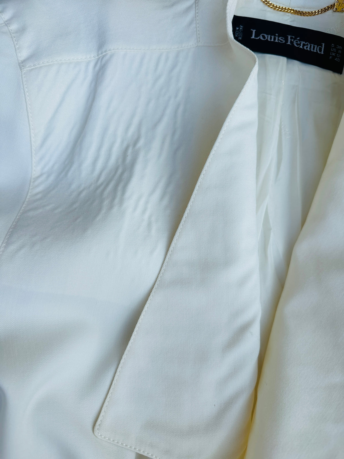Blazer Vintage Authentique Louis Féraud en Laine Écrue