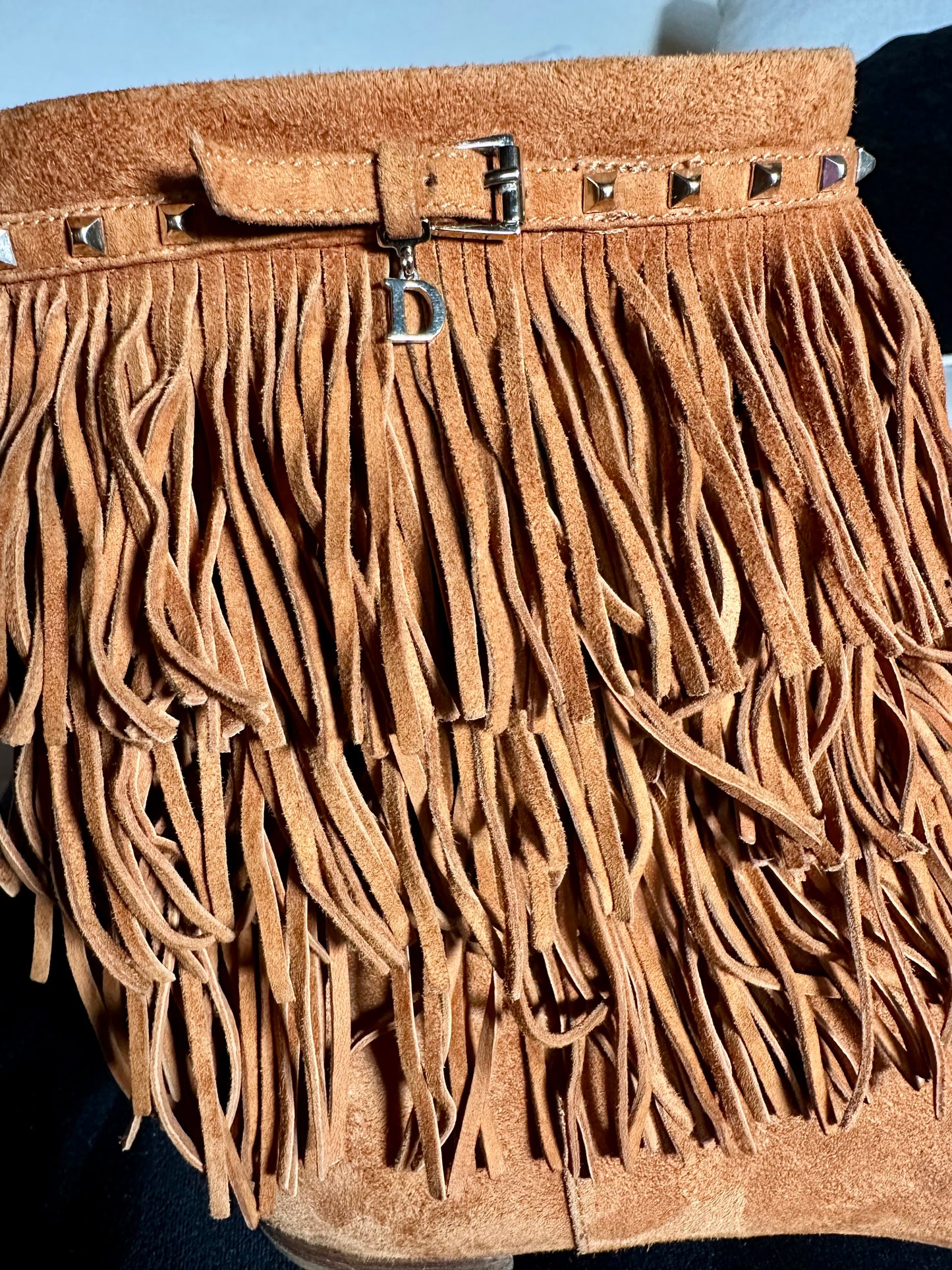 Bottes à franges Christian Dior en daim camel