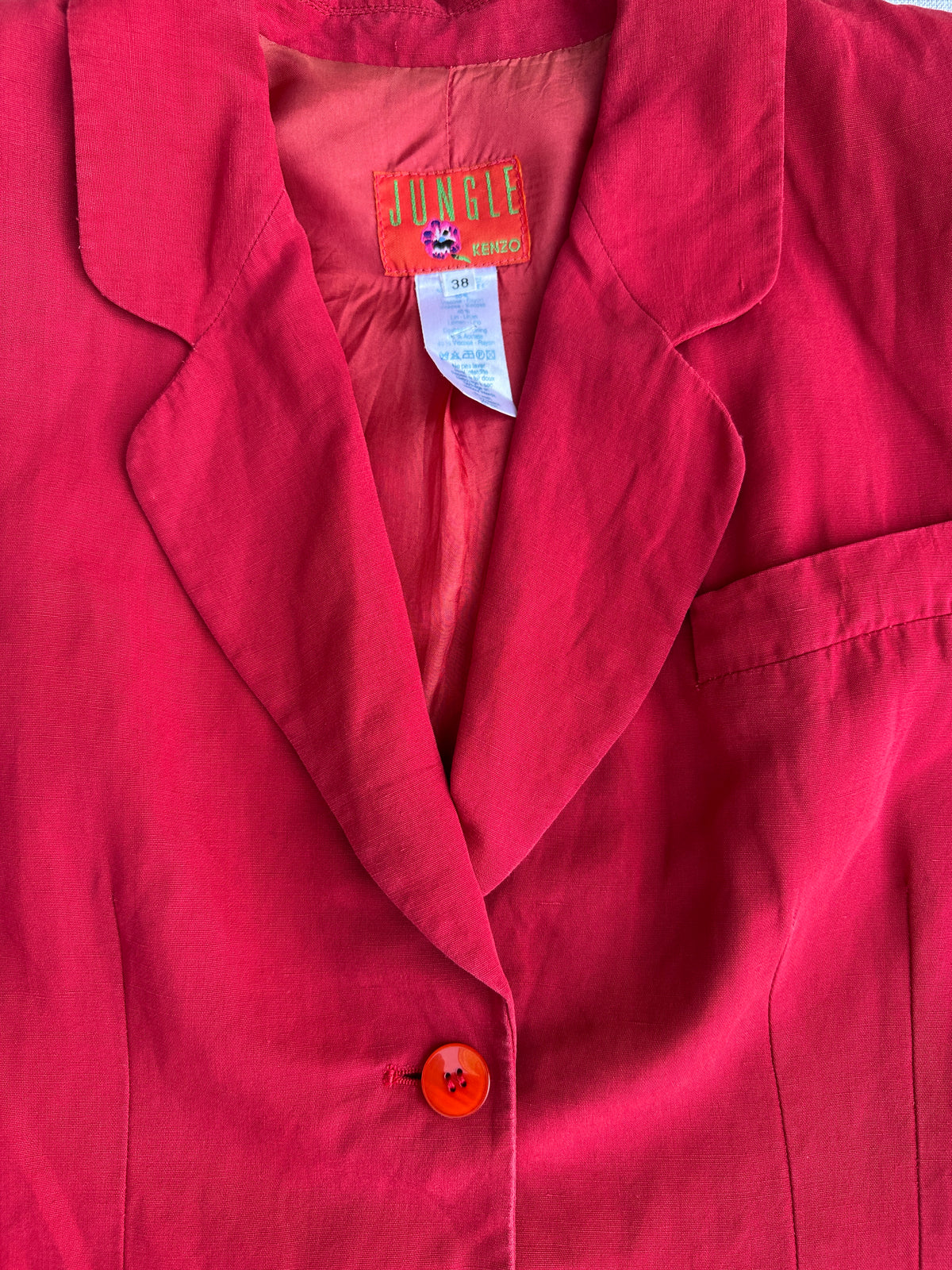 Authentic Vintage Red Linen Blazer Kenzo