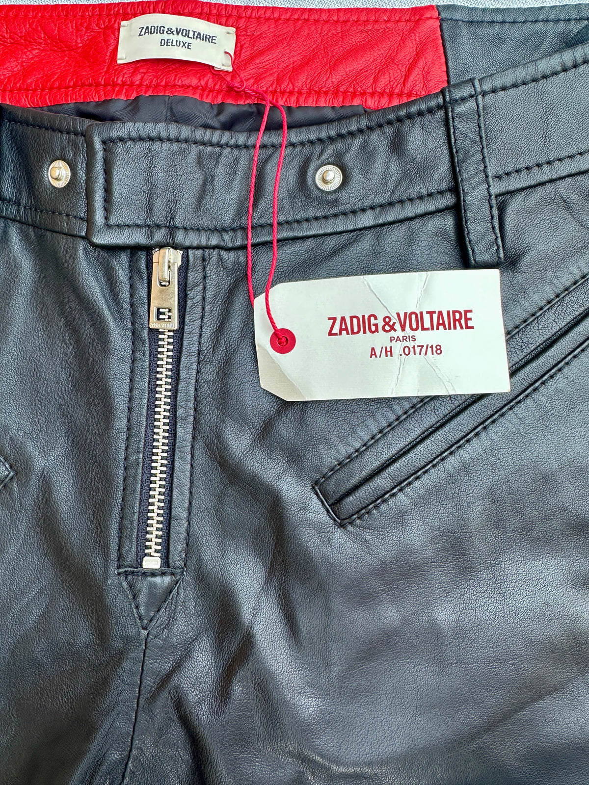 Nouveau pantalon Zadig & Voltaire en cuir noir authentique