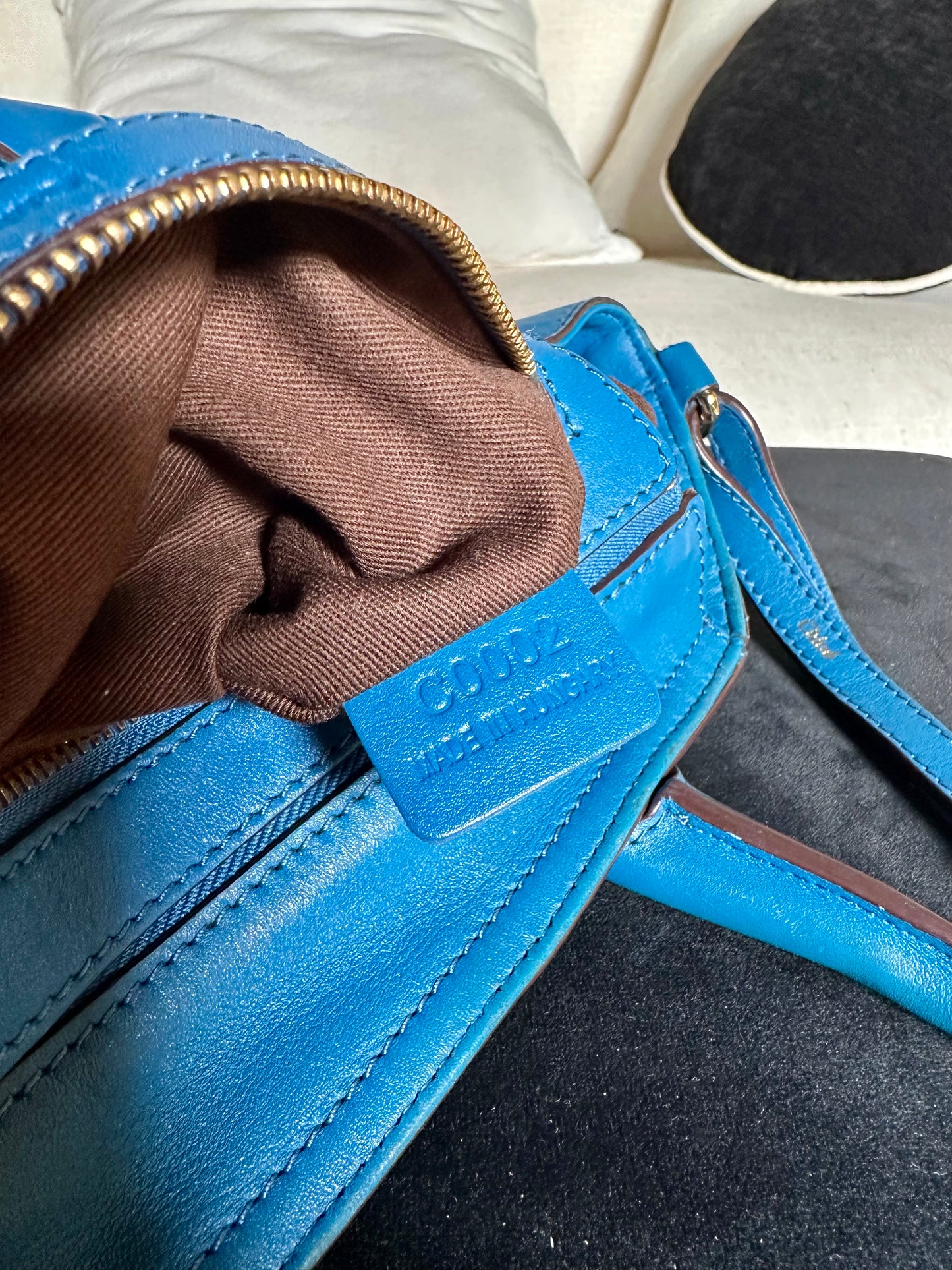 Sac Chloé Ethel authentique en cuir d’agneau bleu – grand format