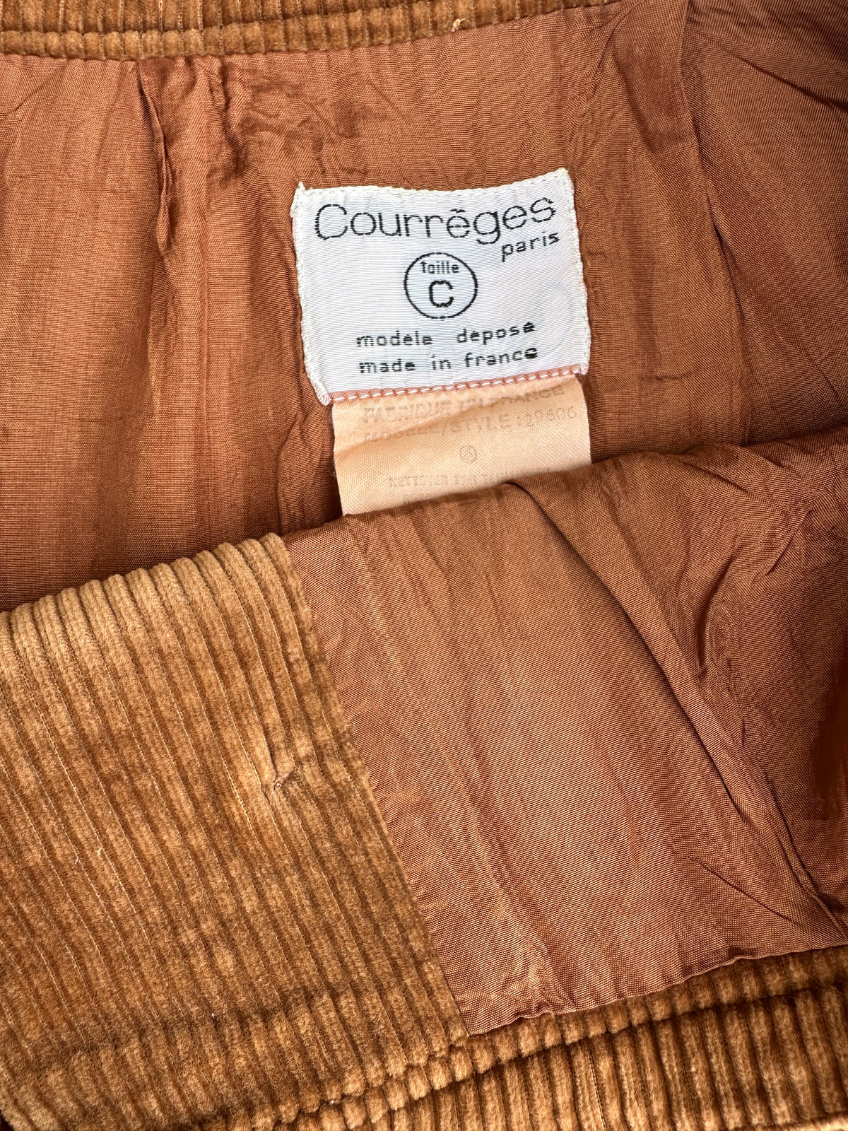 Vintage Authentic Brown Corduroy A-Line Skirt by Courrèges