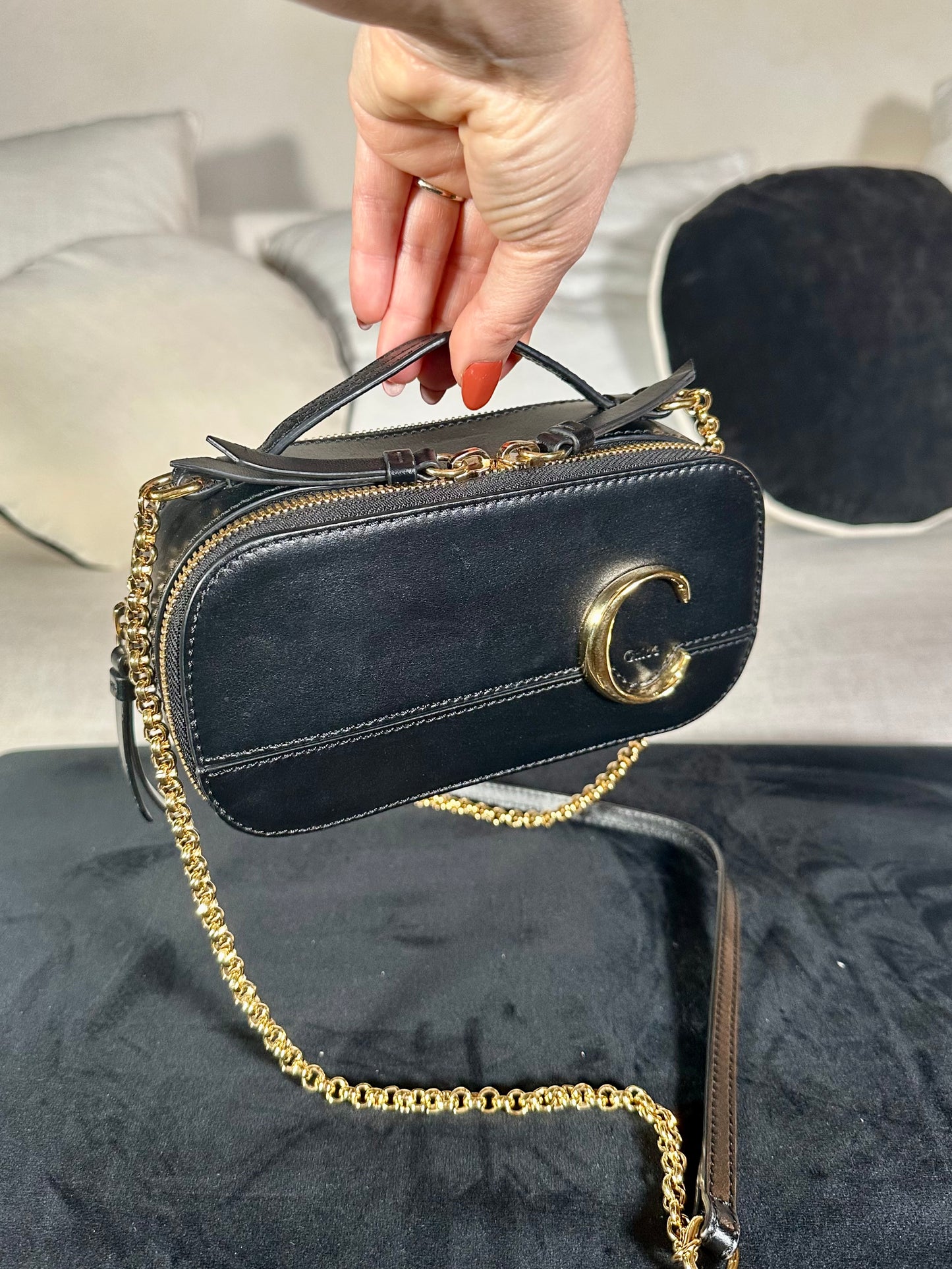 Sac Chloé C crossbody bag avec chaîne authentique