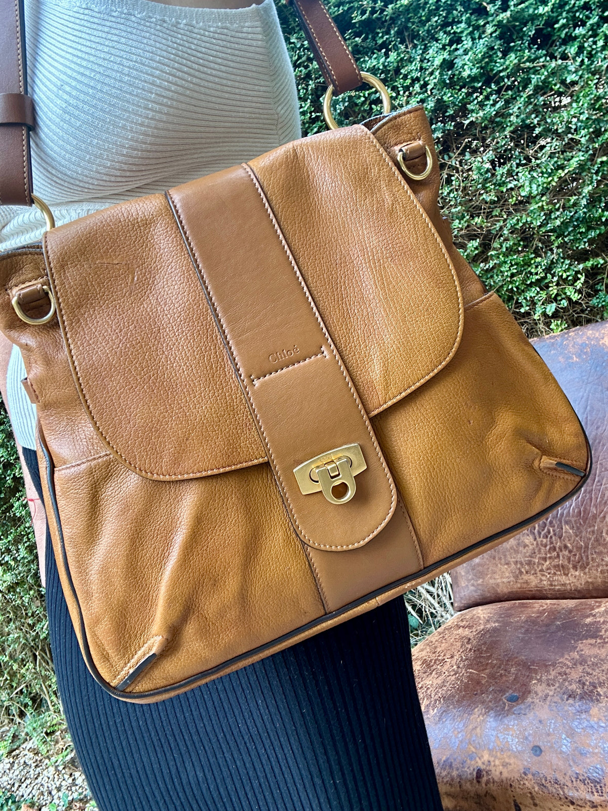 Authentic vintage Chloé camel leather bag