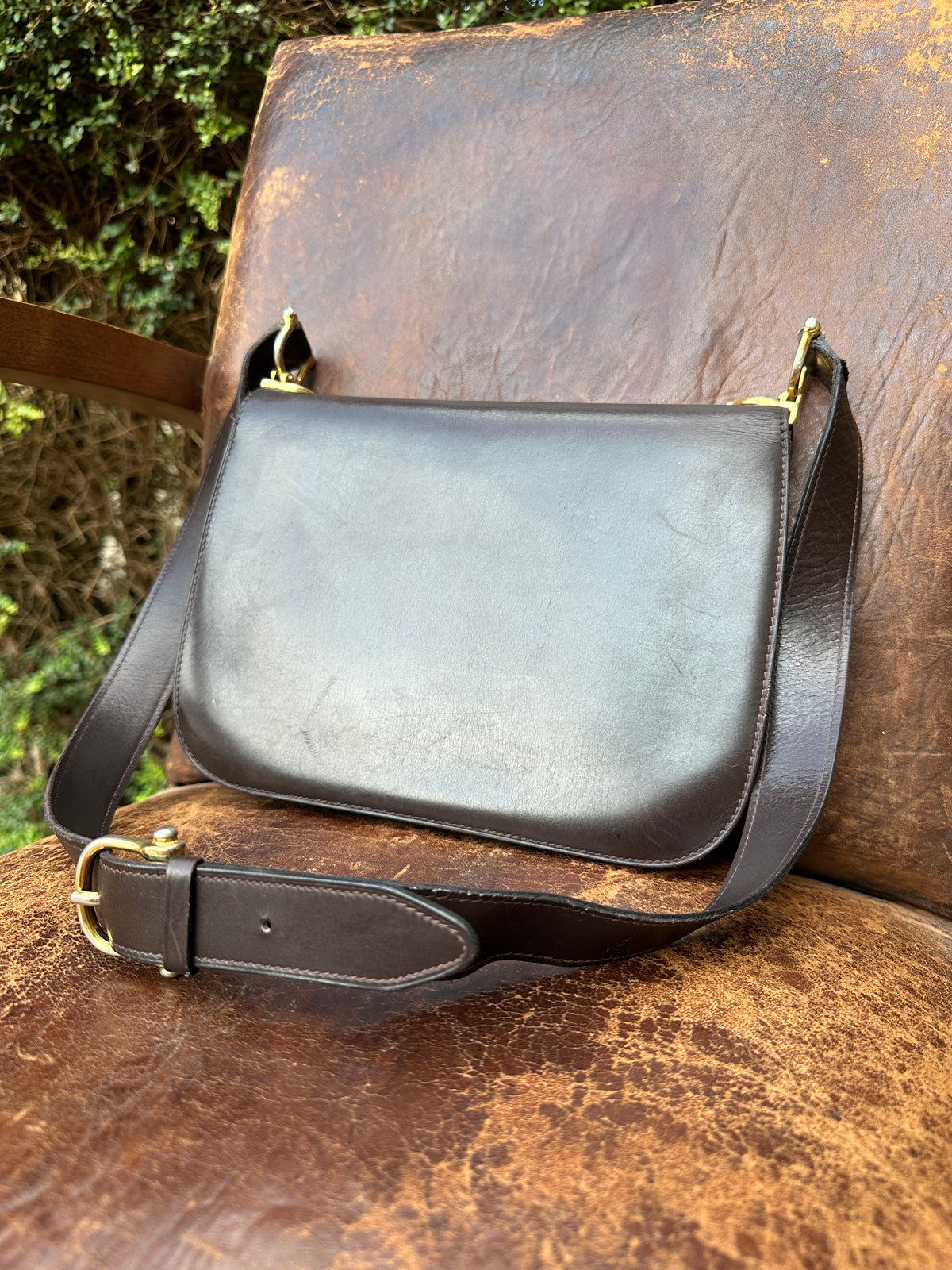 Sac en cuir marron Céline Horse Carriage / Sulky Box Vintage des années 1970