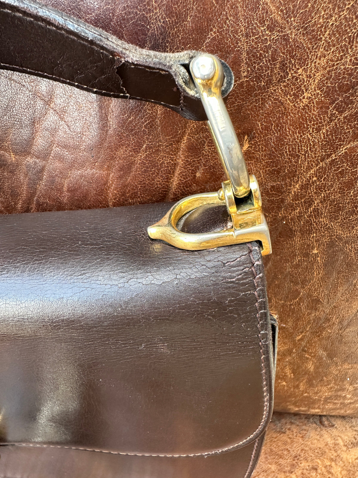 Sac en cuir marron Céline Horse Carriage / Sulky Box Vintage des années 1970