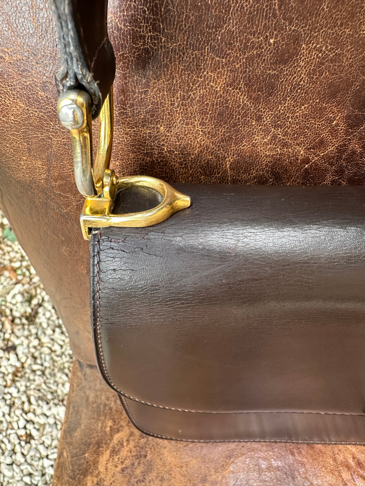 Sac en cuir marron Céline Horse Carriage / Sulky Box Vintage des années 1970