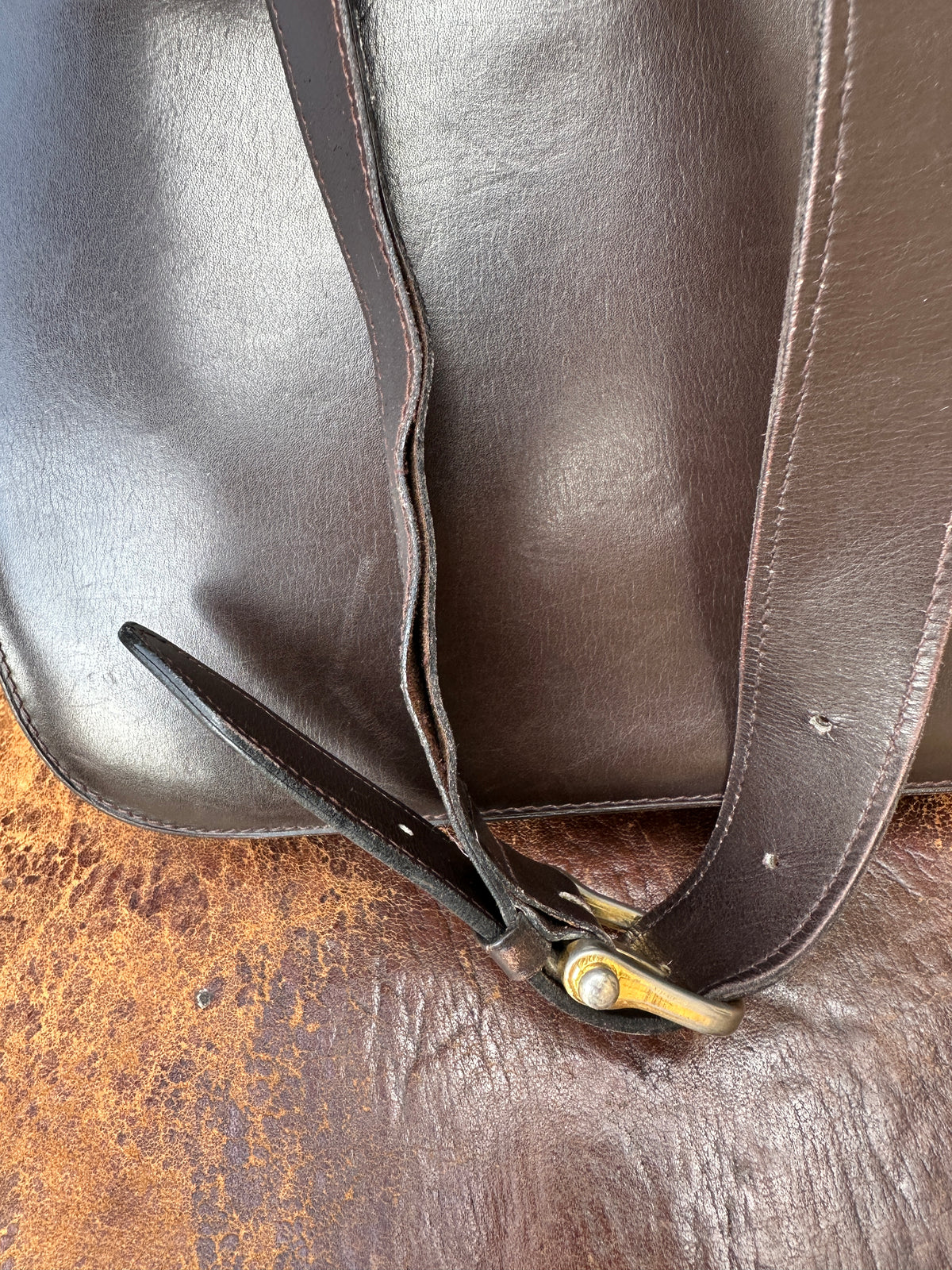 Sac en cuir marron Céline Horse Carriage / Sulky Box Vintage des années 1970